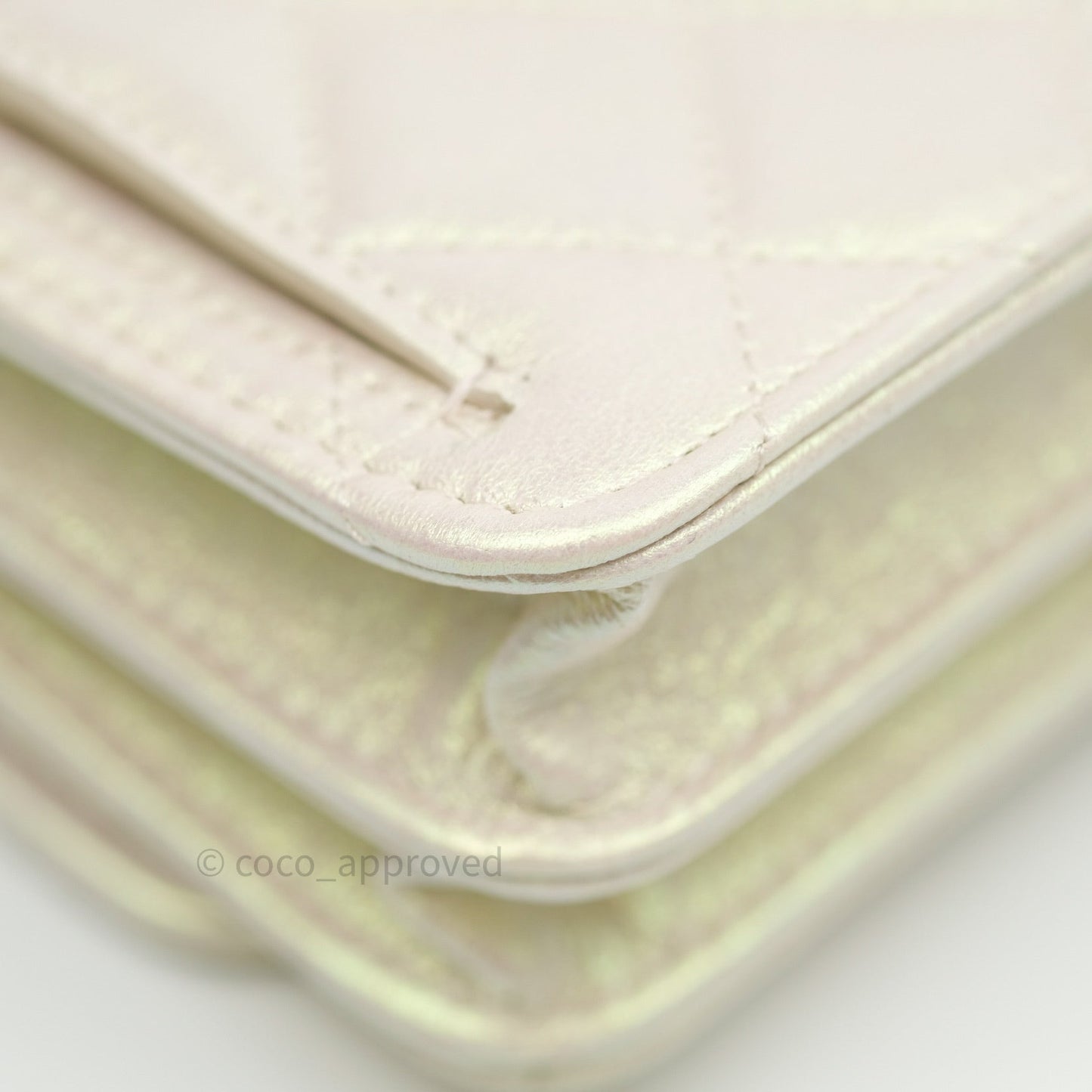 Chanel Quilted Mini Wallet on Chain WOC Iridescent Ivory Gold Hardware 20A