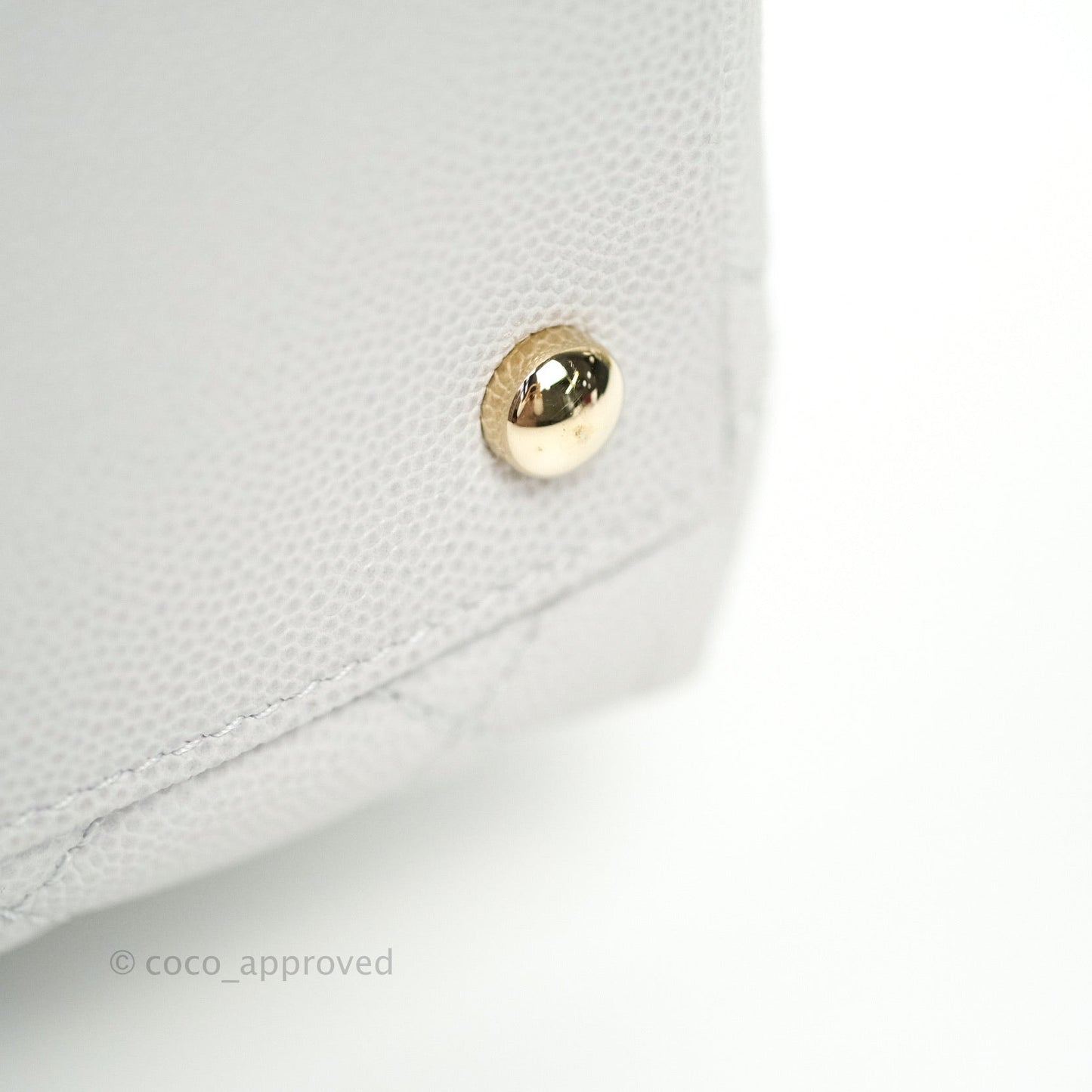 Chanel Small Coco Handle Quilted Light Grey Light Gold Hardware
