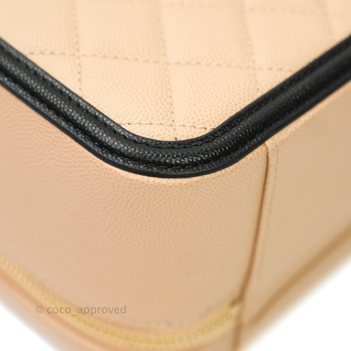 Chanel Quilted Large CC Filigree Vanity Case Beige Black Caviar