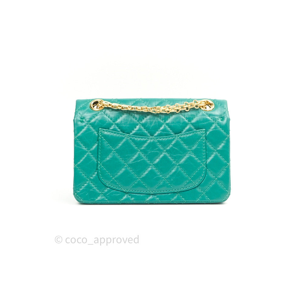 Chanel Mini Reissue 224 Green Aged Calfskin Gold Hardware