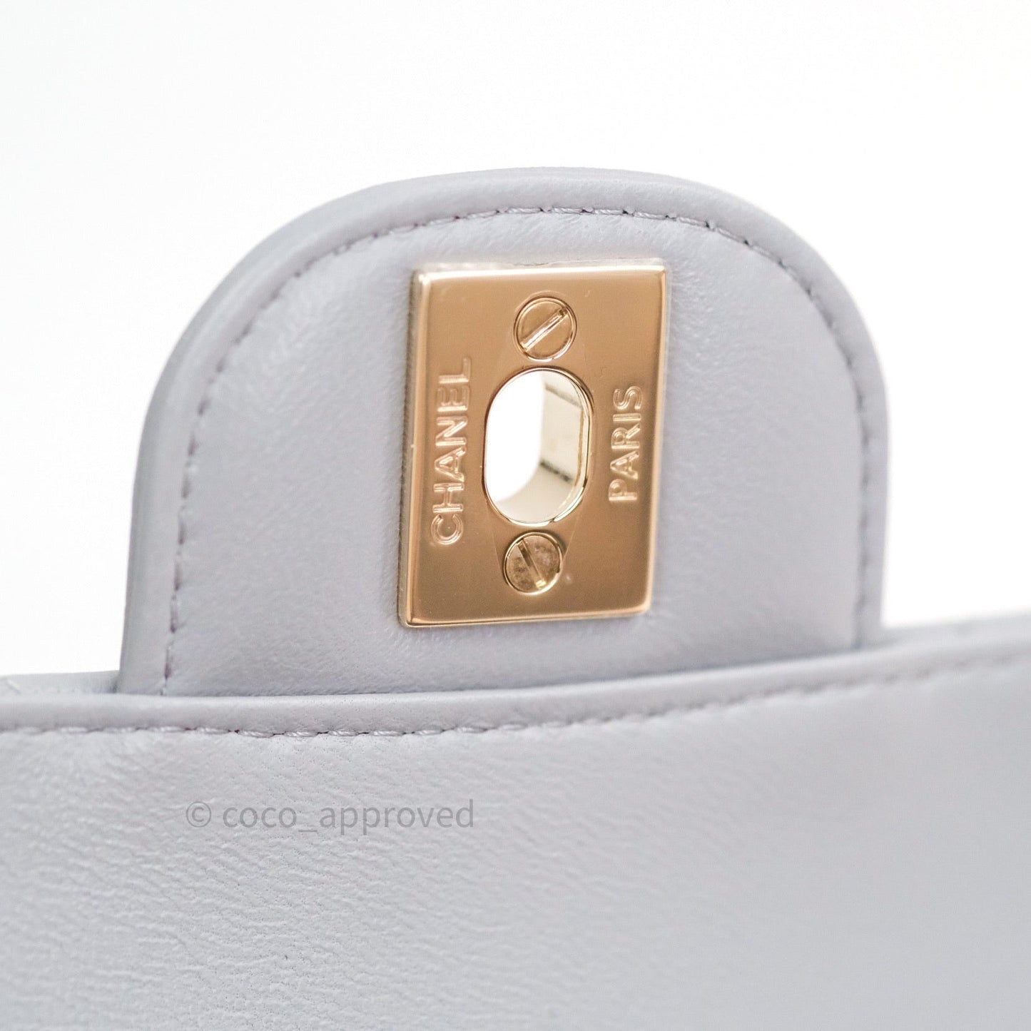 Chanel Quilted Mini Rectangular Grey Lambskin Gold Hardware
