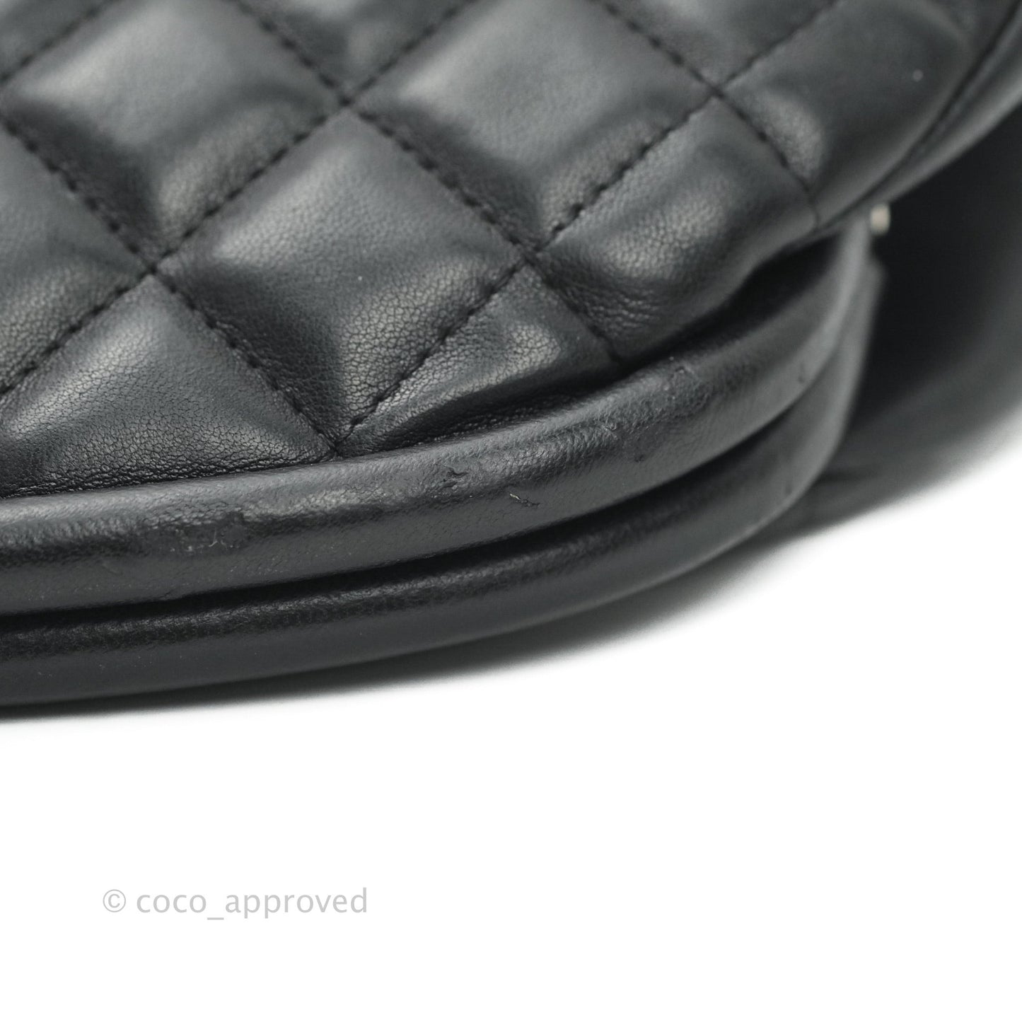 Chanel Quilted Timeless Kisslock Clutch Black Lambskin Silver Hardware