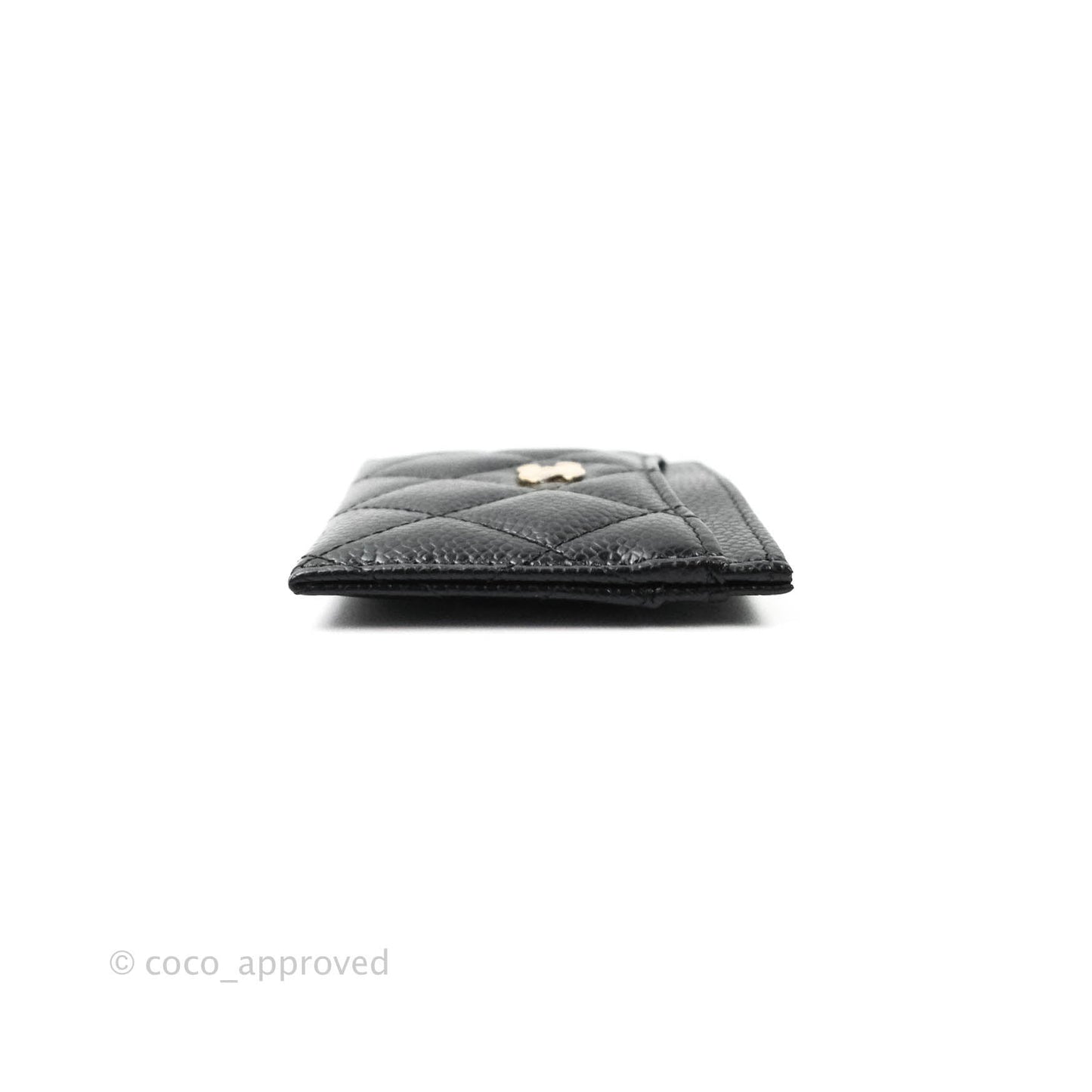 Chanel Black Classic Caviar Flat Card Holder Gold Hardware