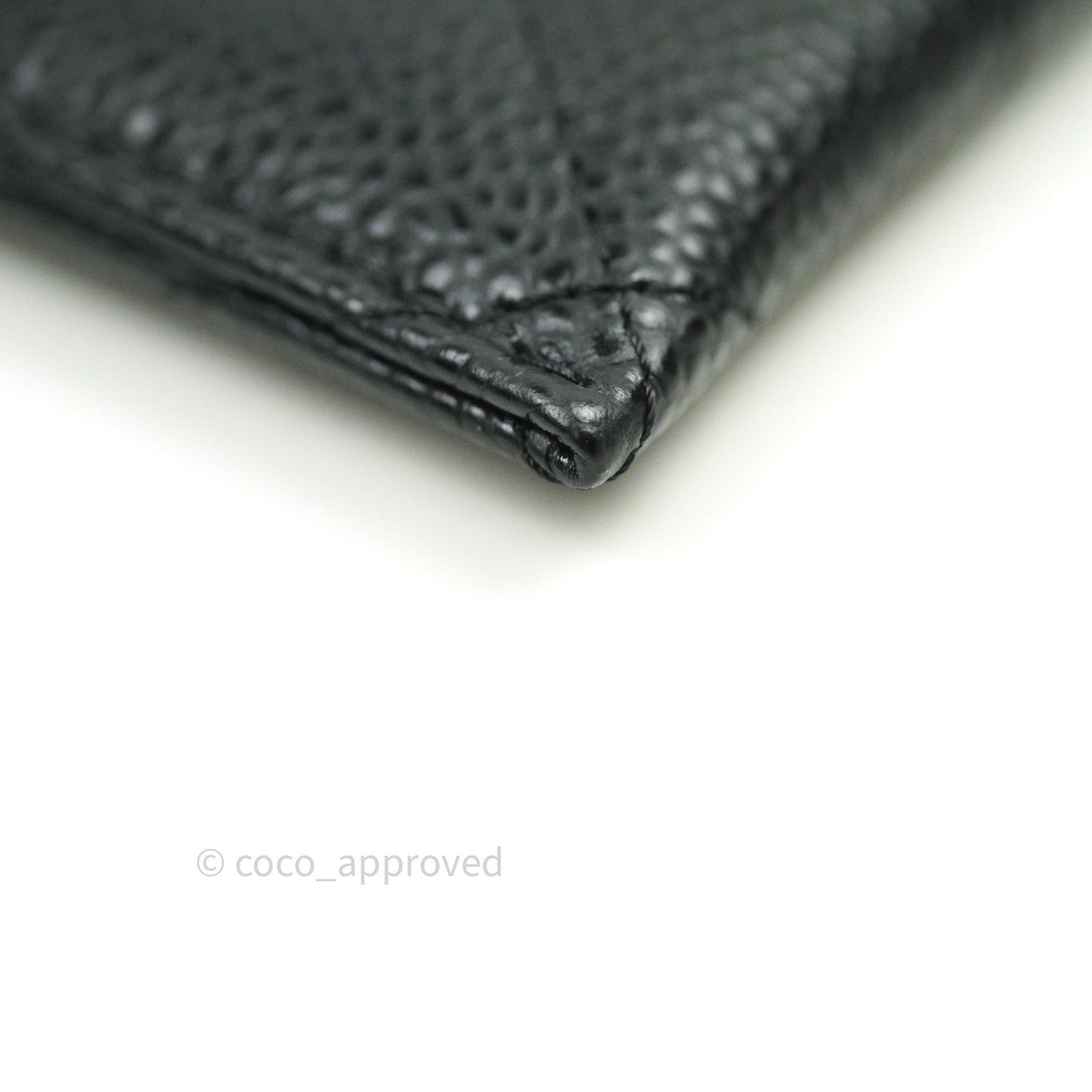 Chanel Black Classic Caviar Flat Card Holder Silver Hardware