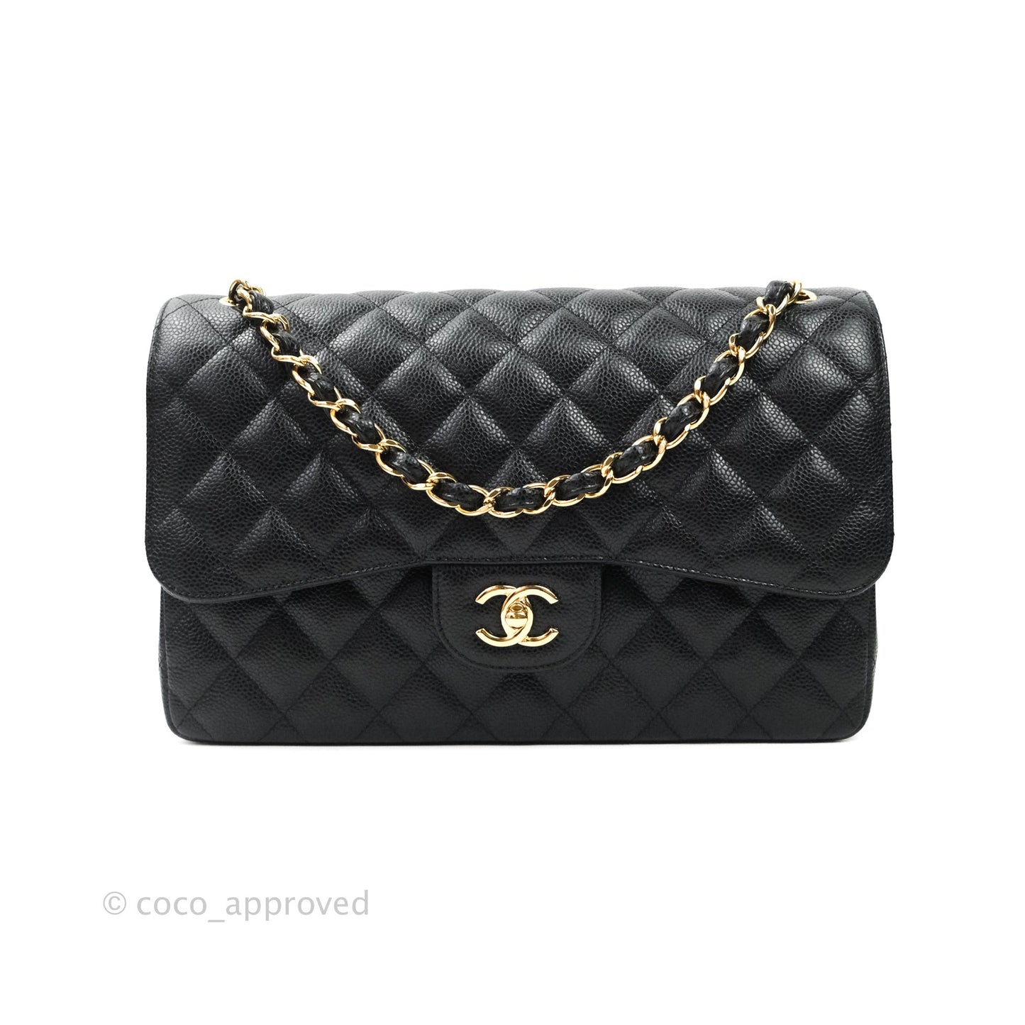 Chanel Jumbo Double Flap Black Caviar Gold Hardware⁣⁣