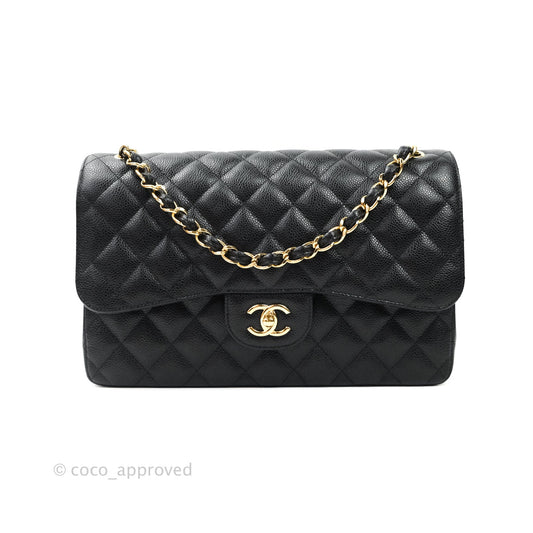 Chanel Jumbo Double Flap Black Caviar Gold Hardware⁣⁣