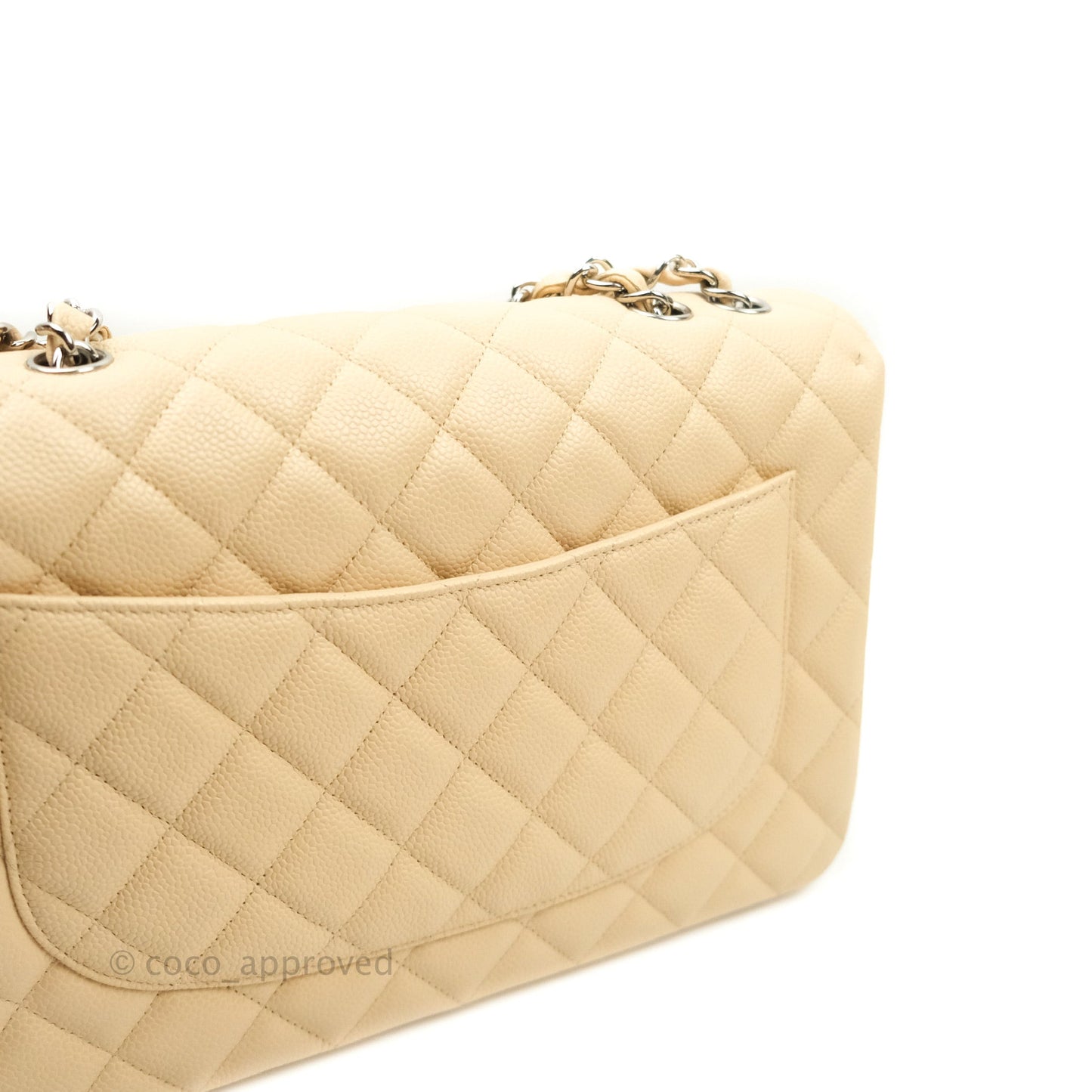 Chanel Jumbo Single Flap Beige Caviar Silver Hardware⁣⁣
