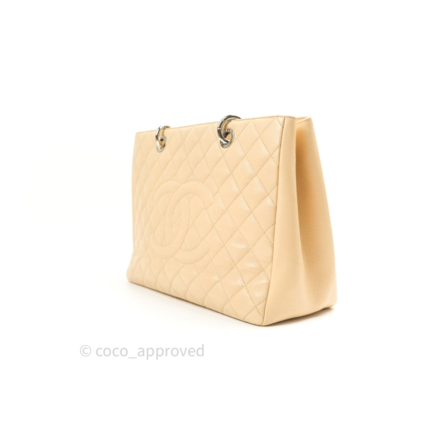 Chanel GST Beige Caviar Silver Hardware
