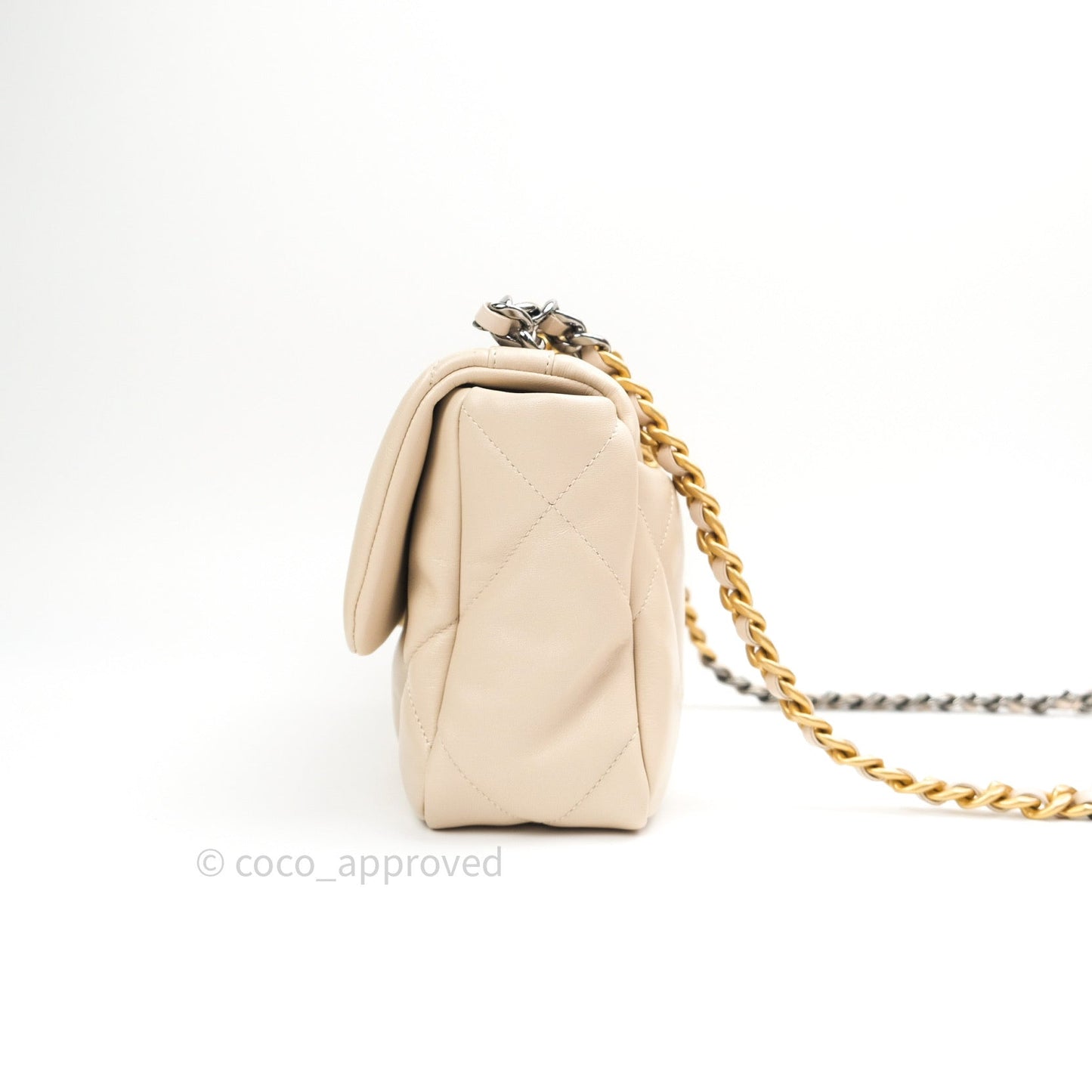 Chanel 19 Small Beige Goatskin Mixed Hardware
