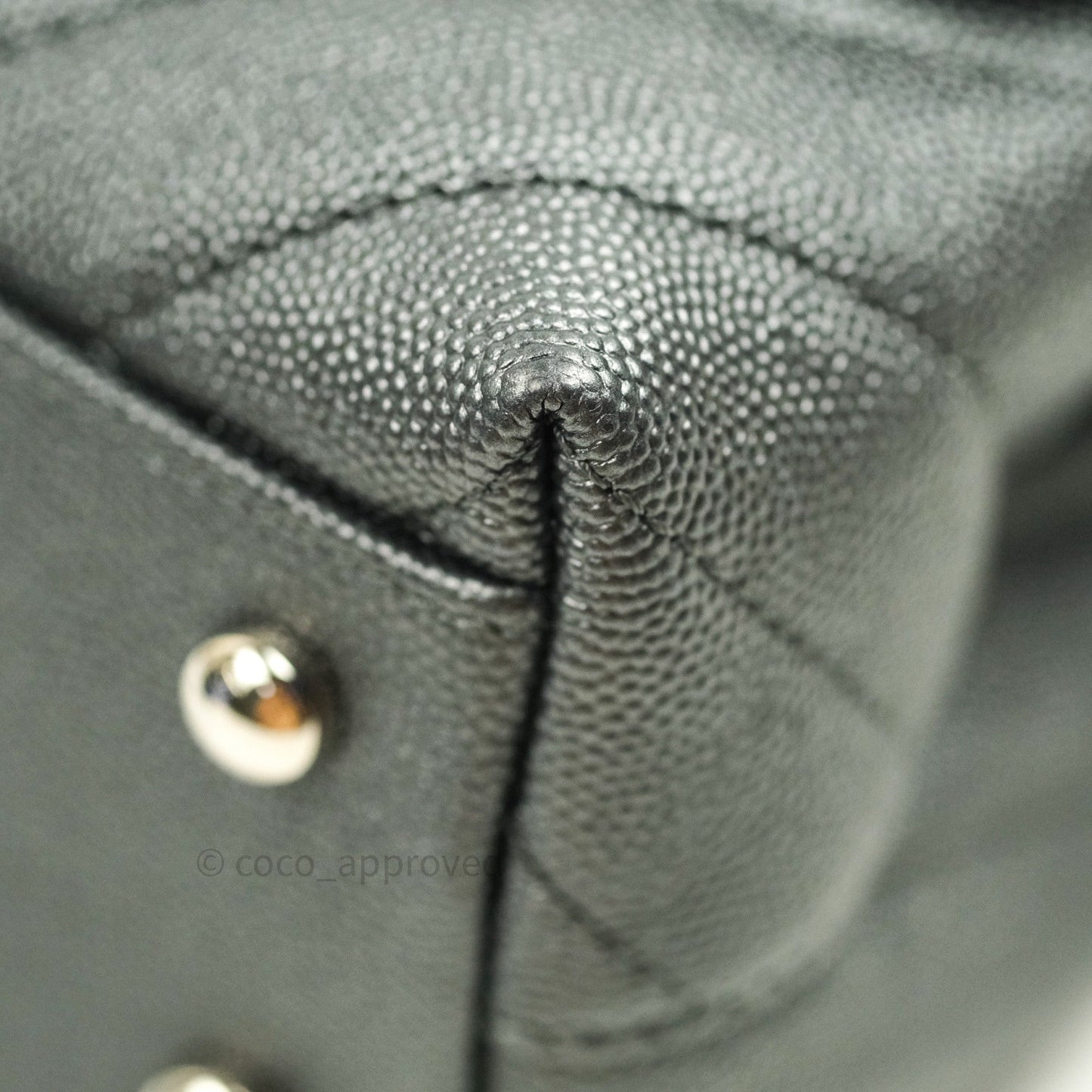 Chanel Coco Handle Chevron Mini Dark Grey Caviar Quilted Dark Silver Hardware