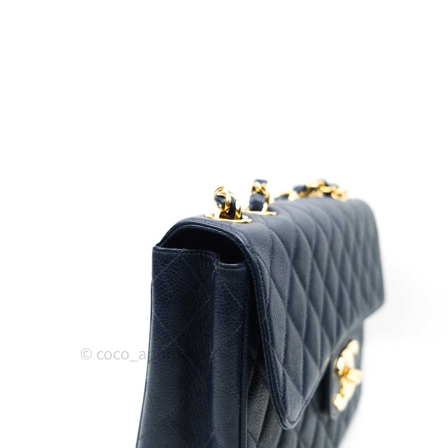 Chanel Vintage XL Jumbo Single Flap Navy Caviar 24K Gold Hardware