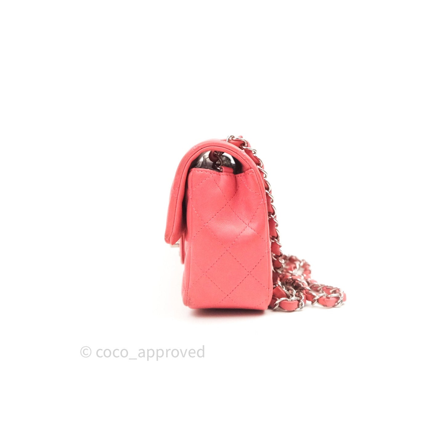 Chanel Quilted Mini Rectangular Pink Lambskin Silver Hardware