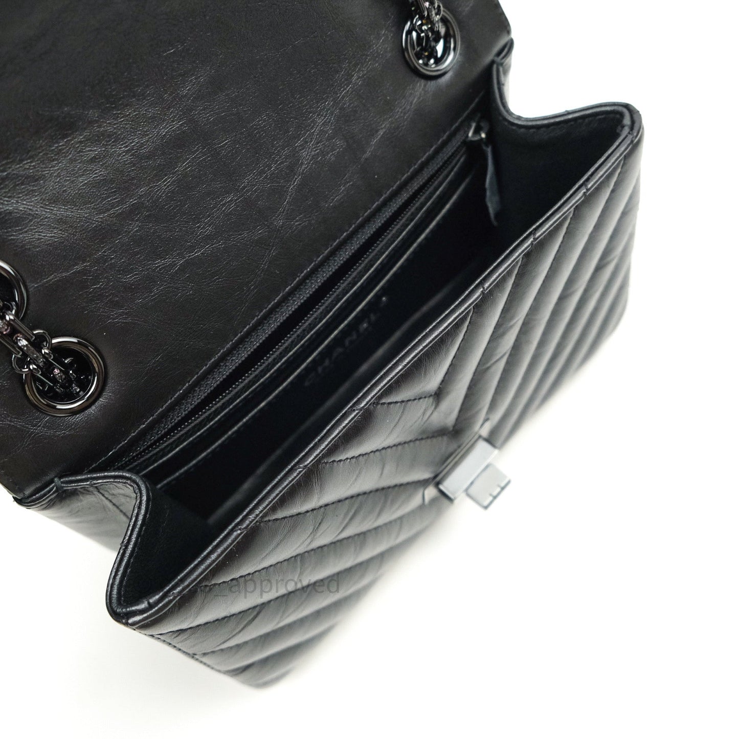 Chanel Mini Reissue 224 So Black Chevron Calfskin Black Hardware