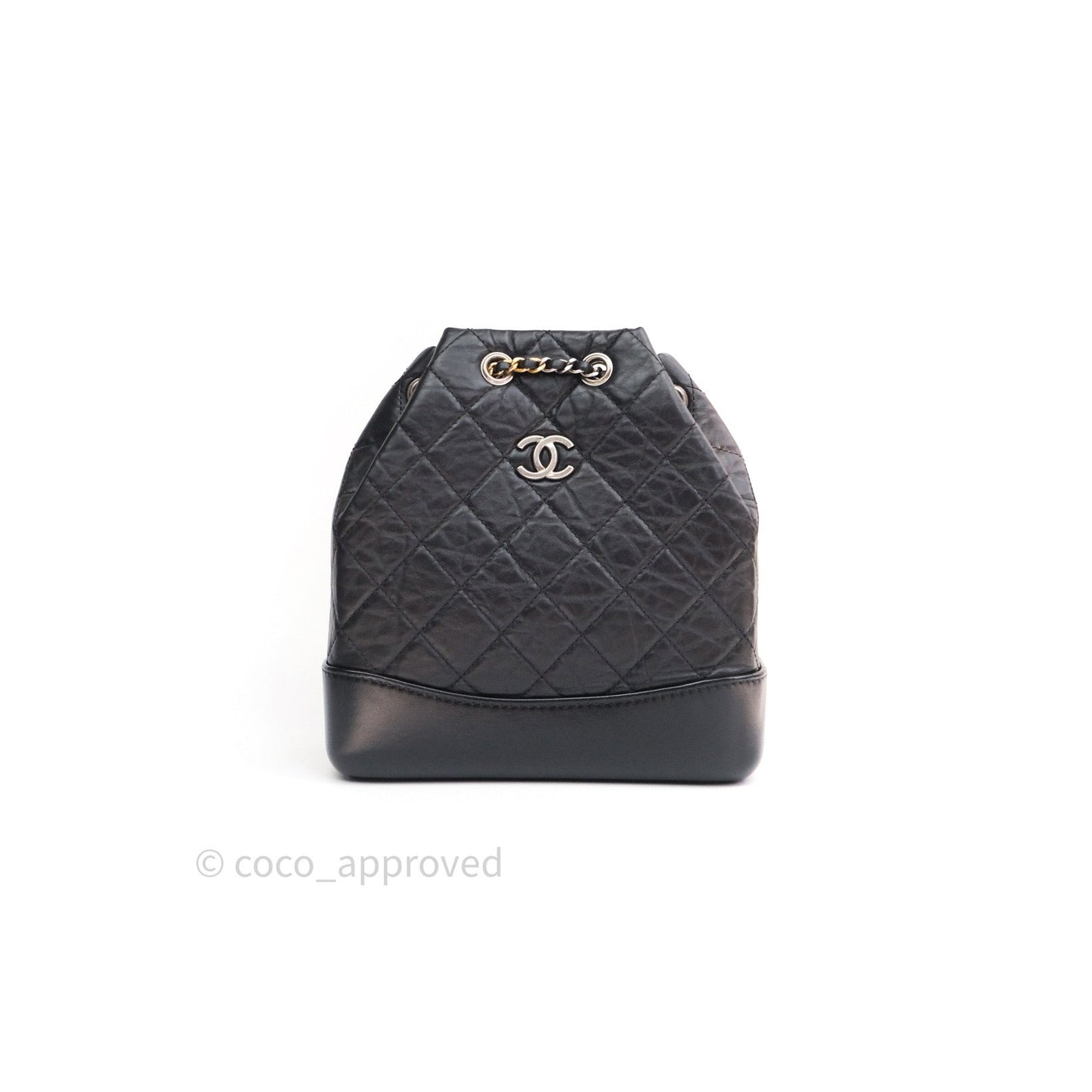 Chanel Gabrielle Backpack Black Aged Calfskin Small Black