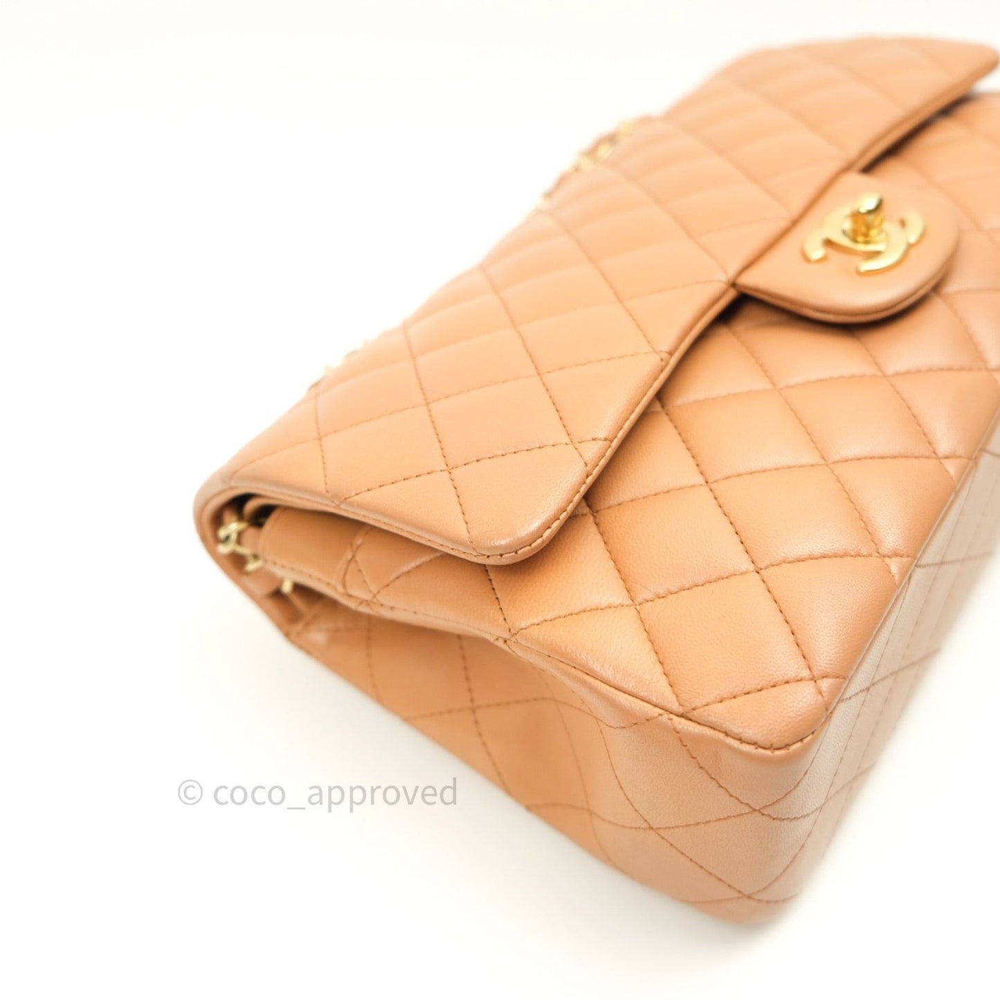 Chanel Classic M/L Beige Lambskin Gold Hardware