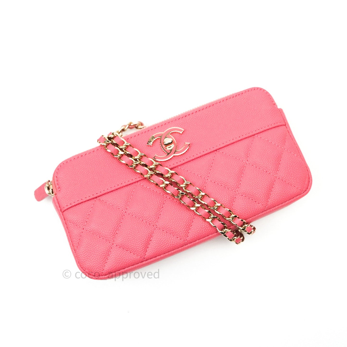 Chanel Quilted Clutch With Chain Pink Caviar Gold Hardware