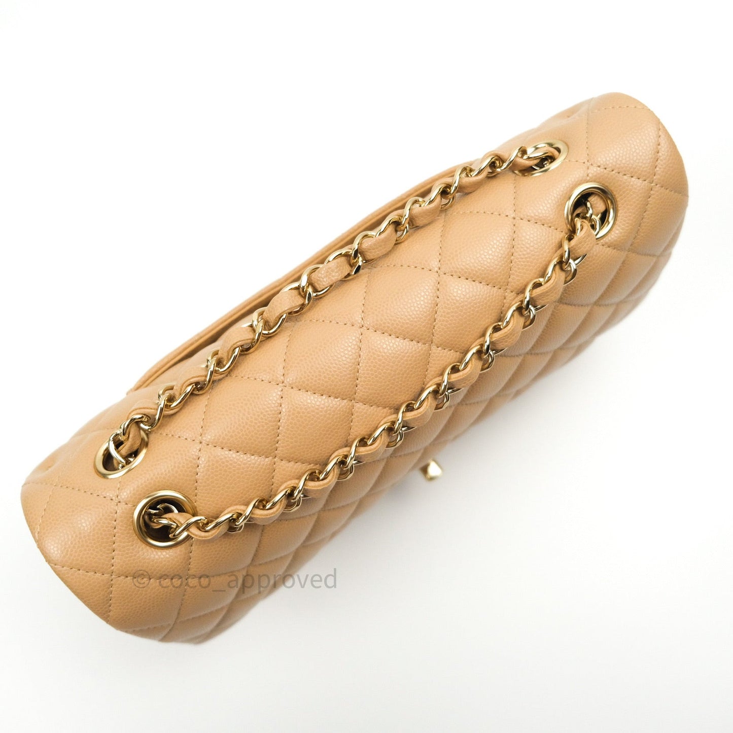 Chanel Quilted M/L Medium Double Flap Dark Beige Gold Hardware 19B