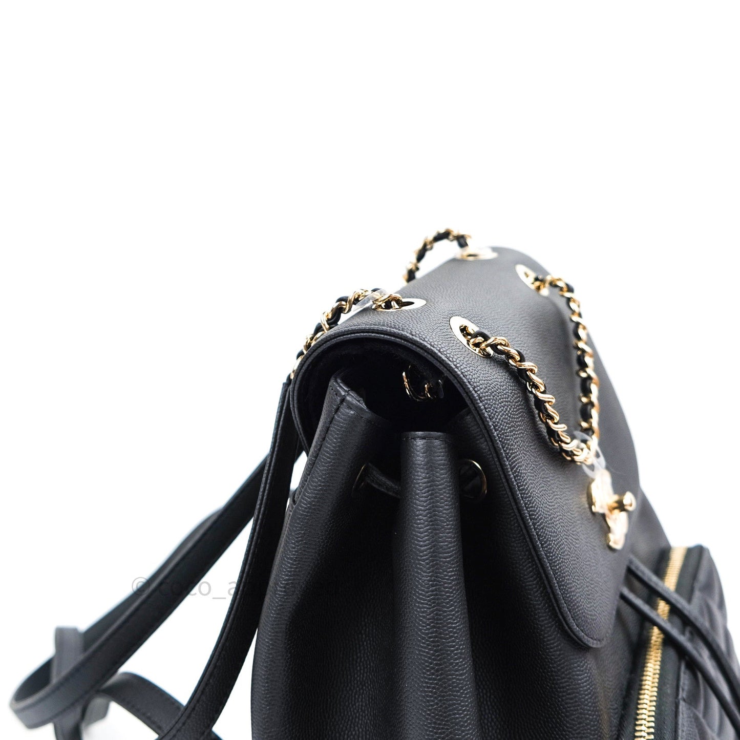 Chanel Quilted Business Affinity Backpack Black Caviar Light Gold Hardware