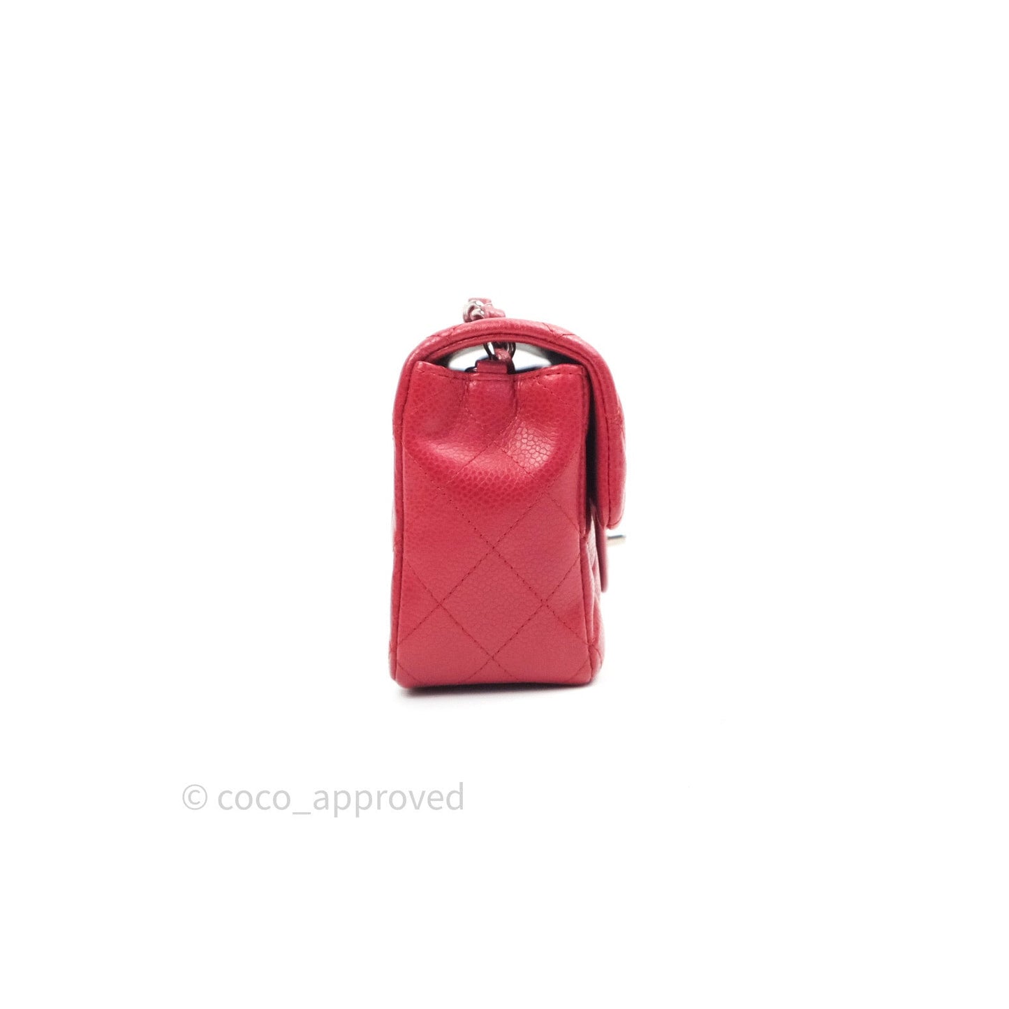Chanel Quilted Mini Rectangular Red Caviar Silver Hardware