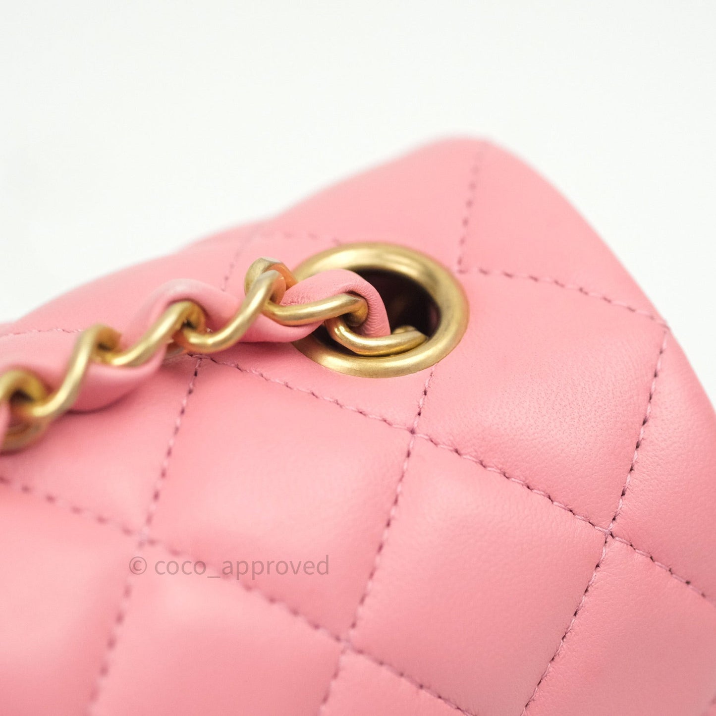 Chanel Quilted Mini Rectangular Pink Lambskin Gold Hardware