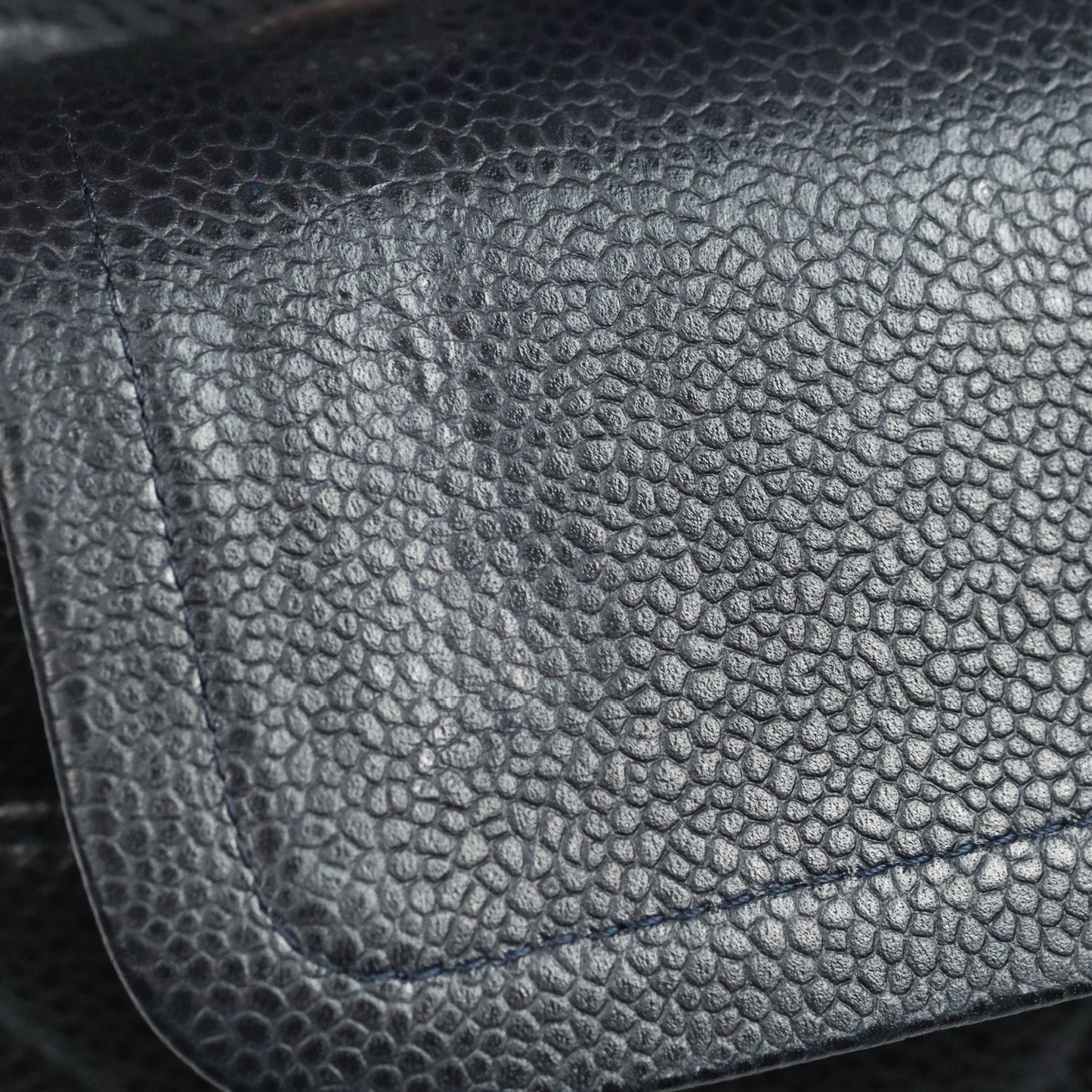 Chanel Quilted M/L Medium Double Flap Very Dark Navy Caviar Silver Hardware