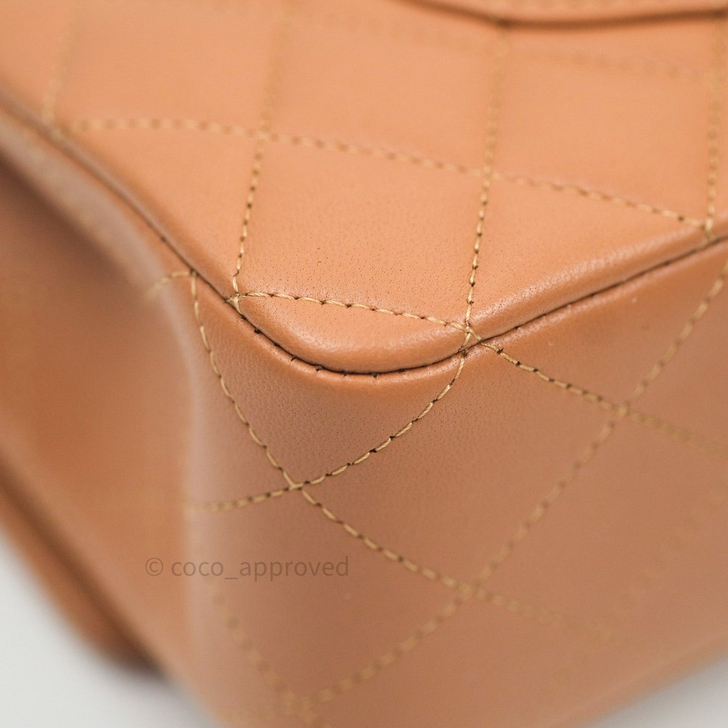 Chanel Classic M/L Medium Flap Quilted Dark Beige Caramel Lambskin Gold Hardware 21P