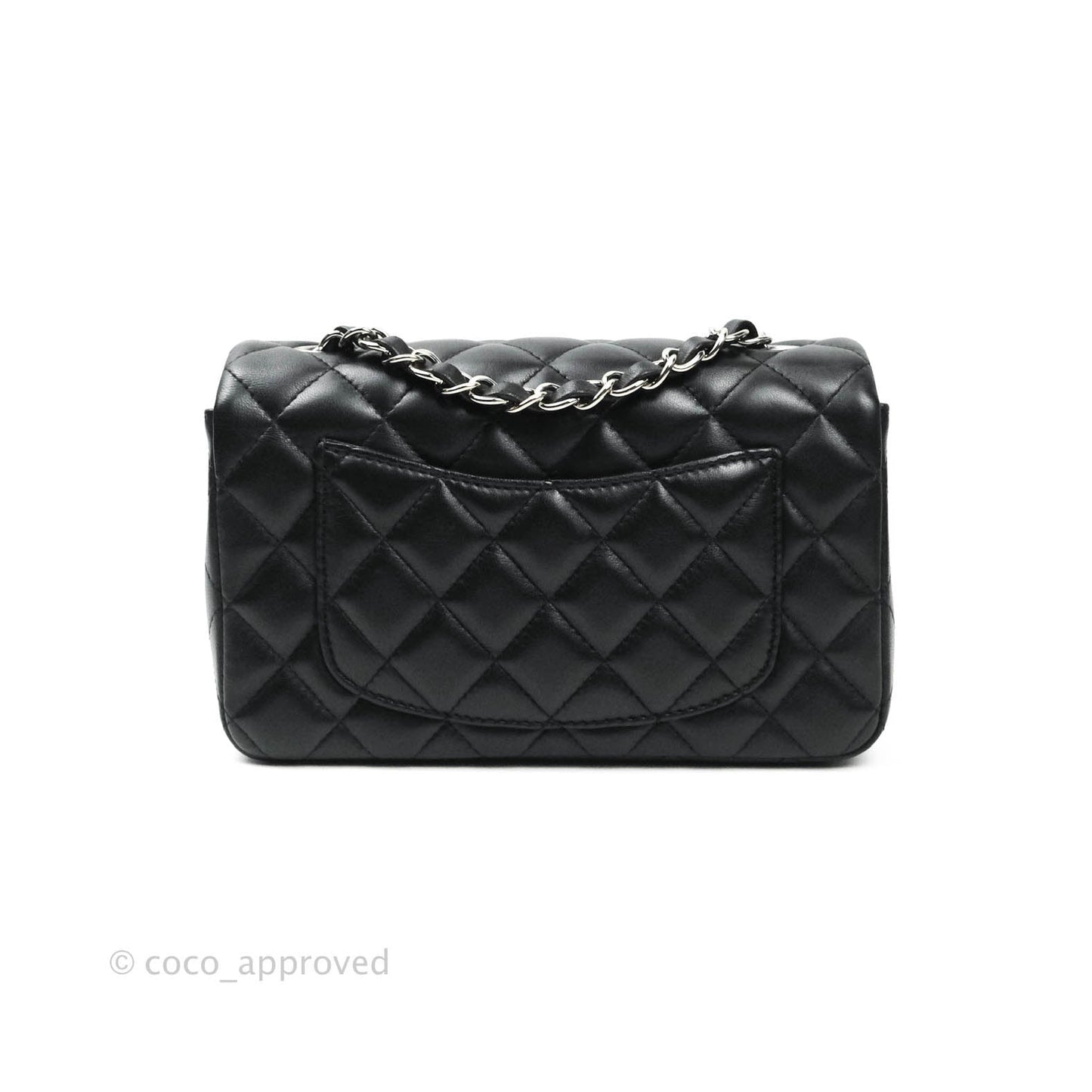 Chanel Quilted Mini Rectangular Black Lambskin Silver Hardware