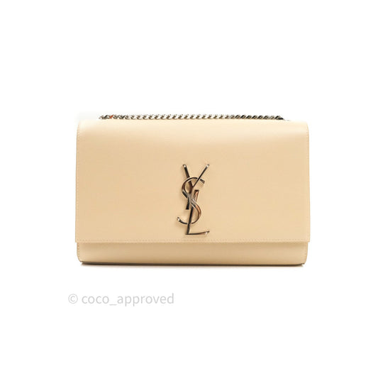 Saint Laurent Calfskin Medium Classic Monogram Kate Beige