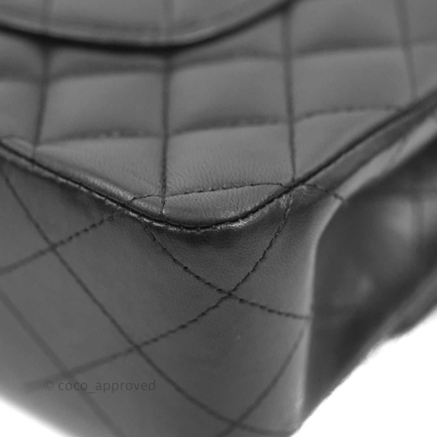 Chanel Classic M/L Medium Flap Quilted Black Lambskin Silver Hardware
