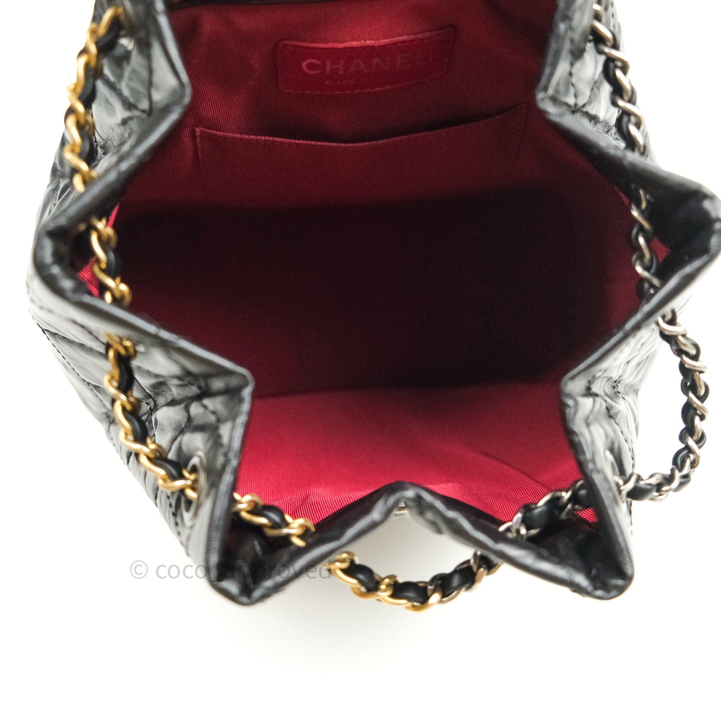 Chanel Gabrielle Backpack Black Aged Calfskin Small Black Mixed Hardware