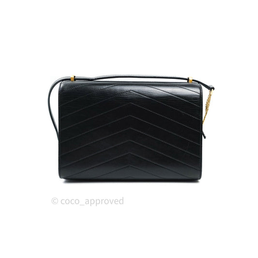 Chanel Chevron Calfskin Medium Medal Flap Black
