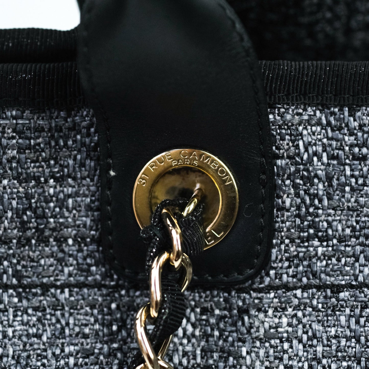 Chanel Large Deauville Charcoal Grey Canvas