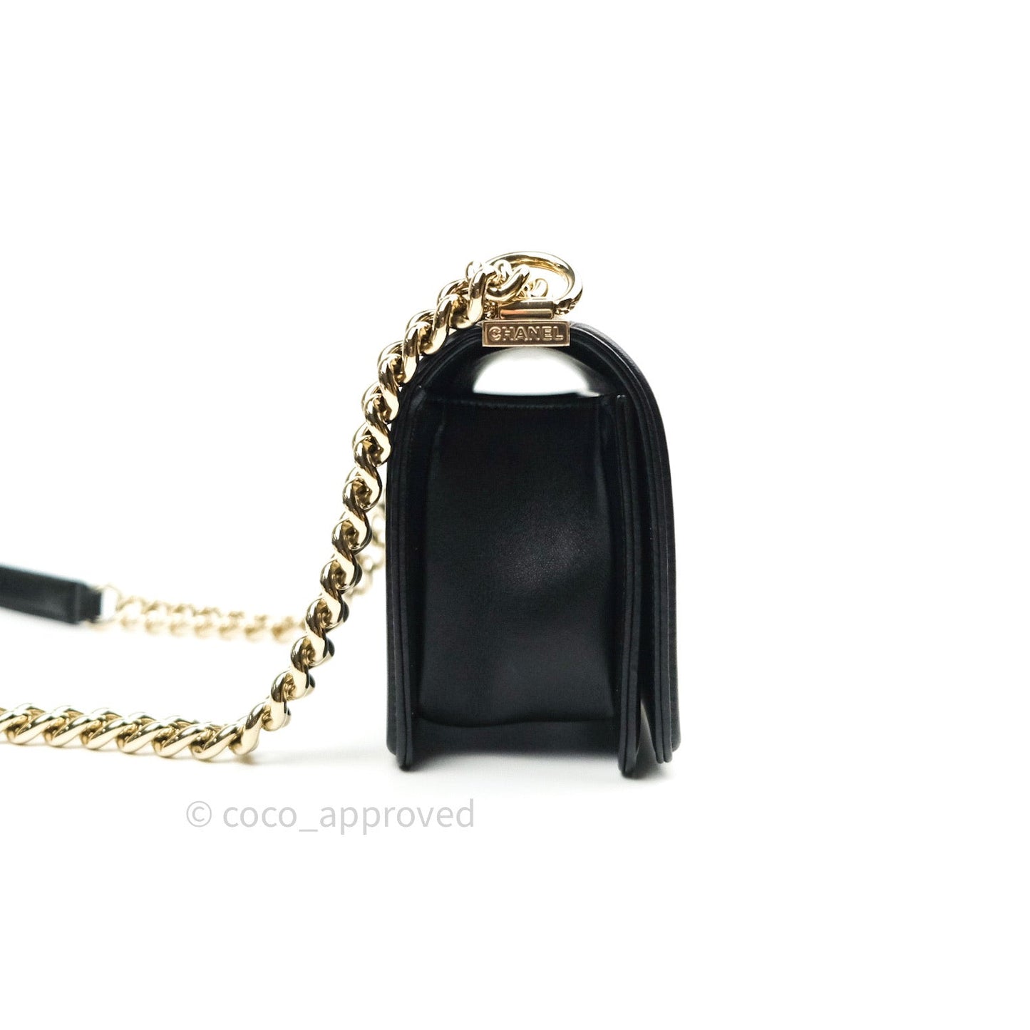 Chanel Small Boy Chevron Black Lambskin Gold Hardware