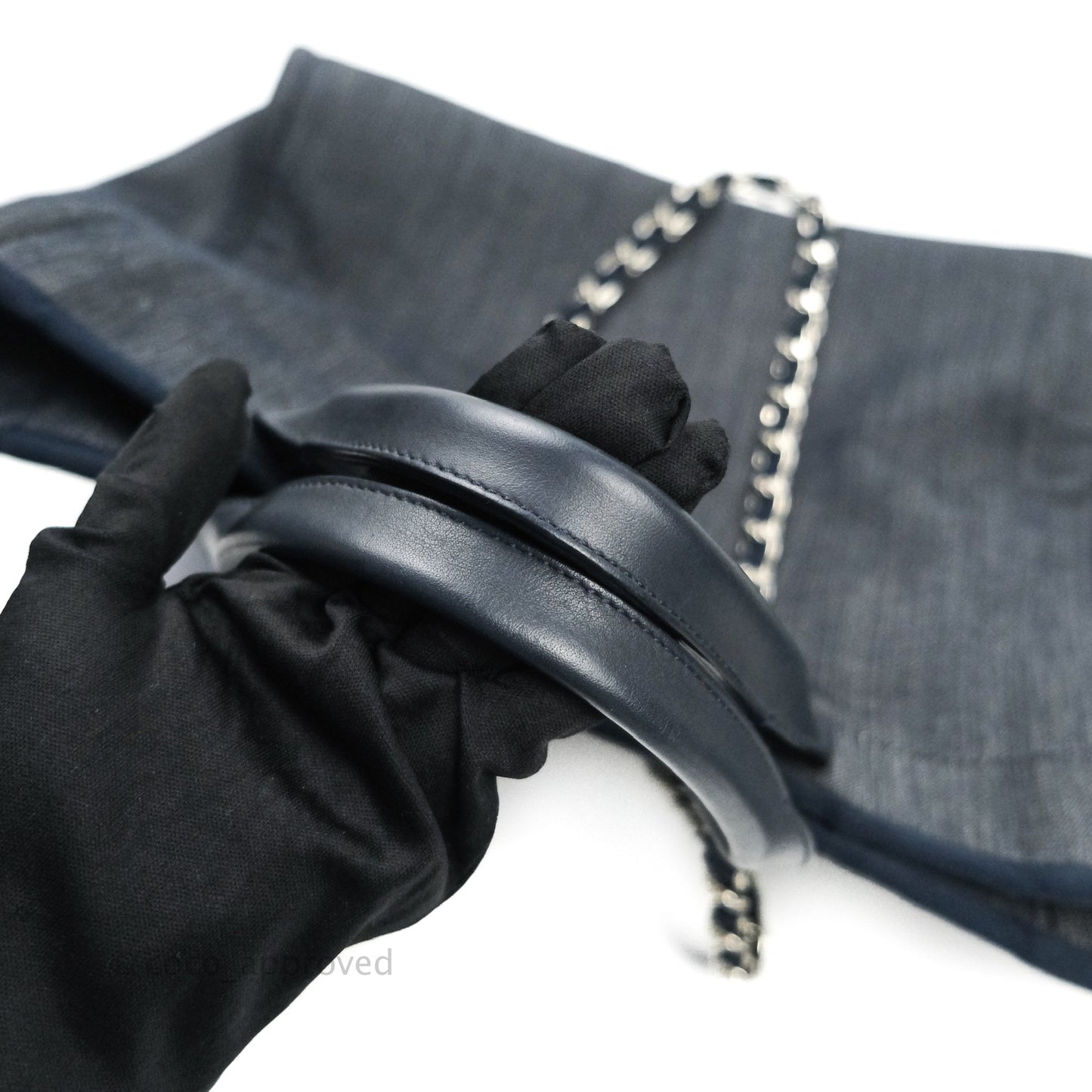 Chanel Large Denim Deauville Tote Bag Navy Silver Tone