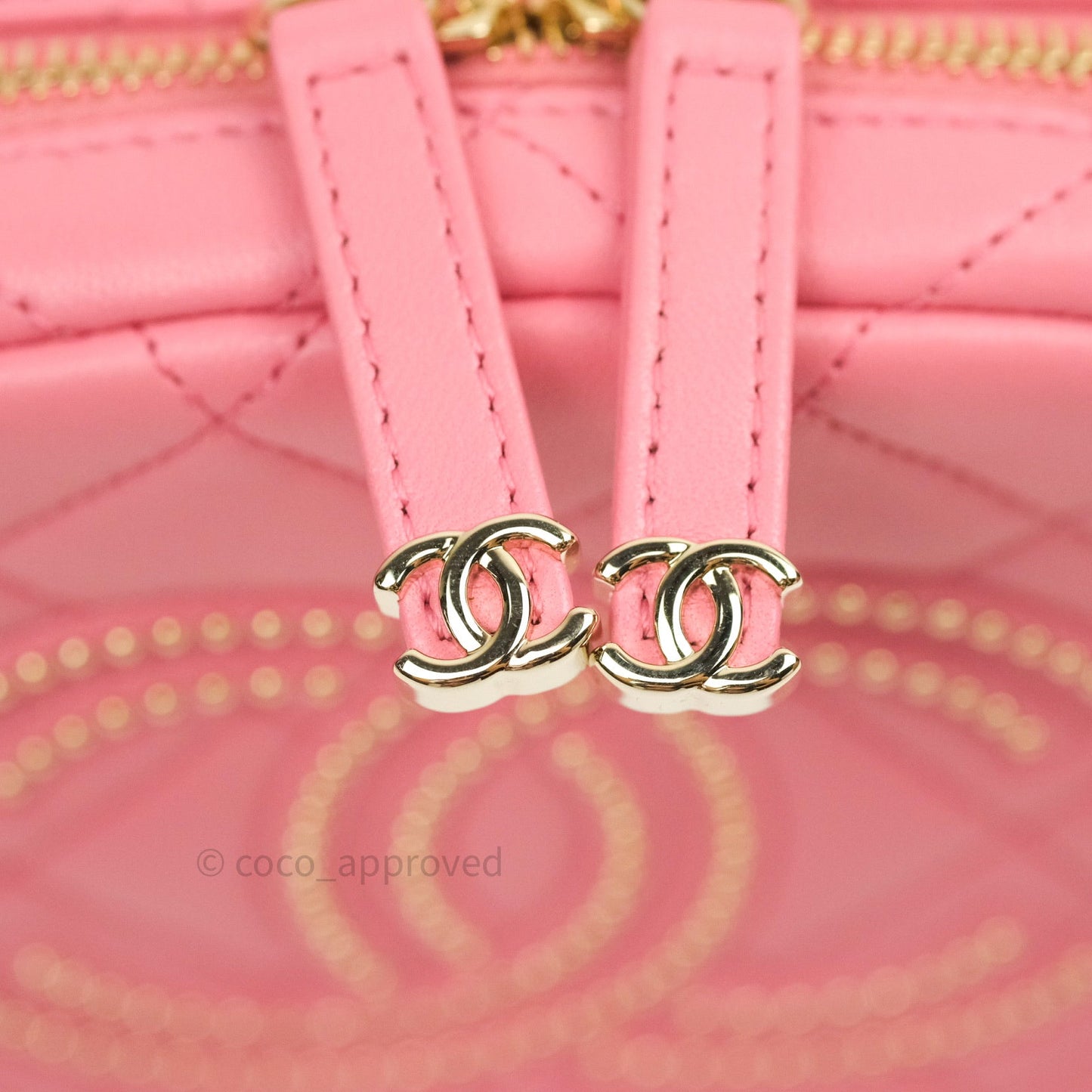 Chane Quilted Camera Pink Lambskin Gold Hardware