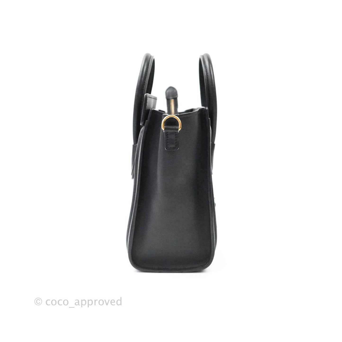 Celine Nano Luggage in Black Calfskin Antique Gold Hardware