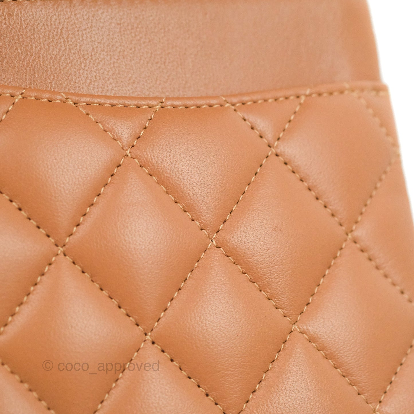Chanel Small Classic Quilted Flap Dark Beige Caramel Lambskin Gold Hardware