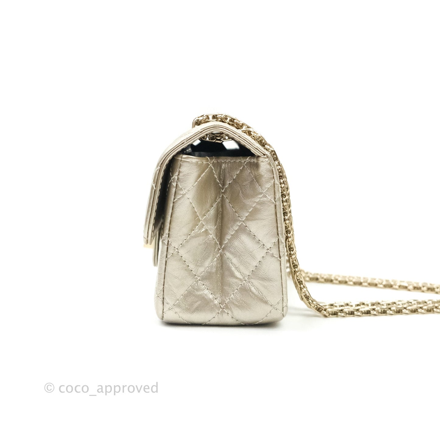 Chanel Mini Reissue 224 Metallic Light Gold Aged Calfskin Gold Hardware