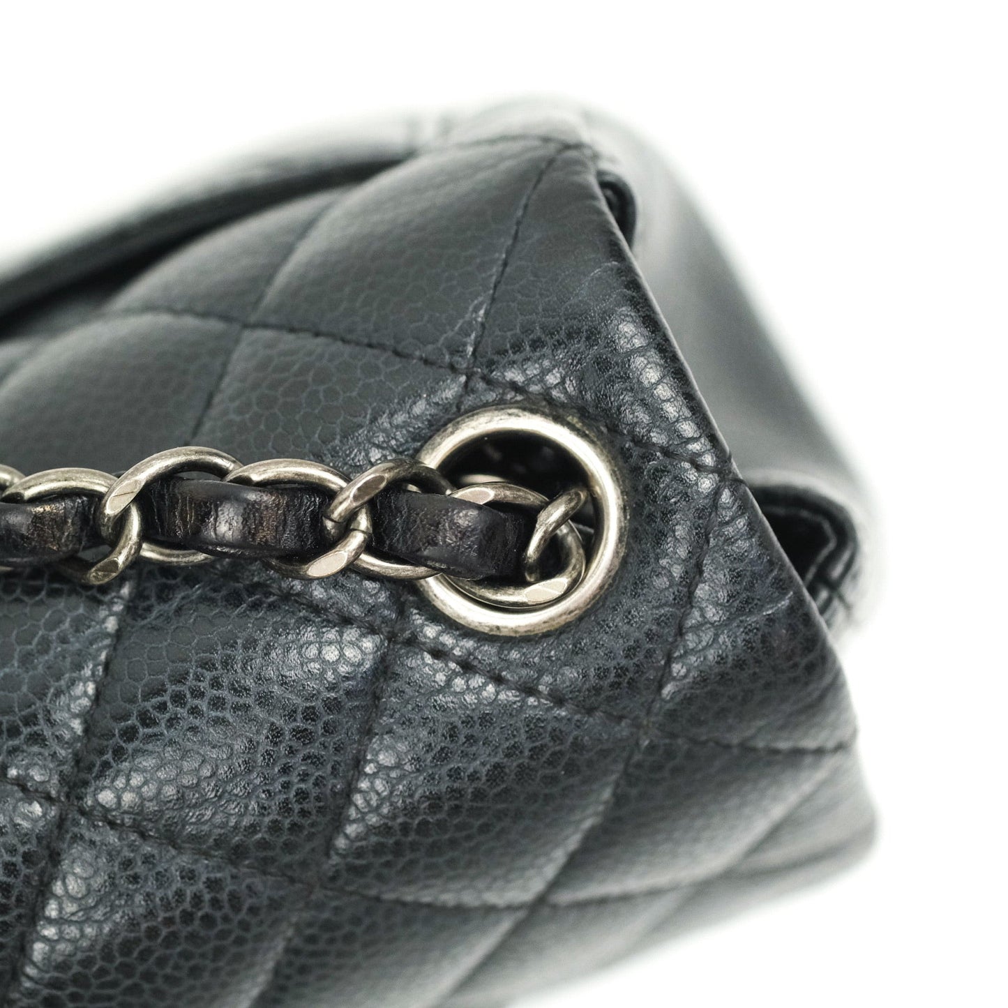 Chanel Mini Square Black Quilted Caviar Ruthenium Hardware