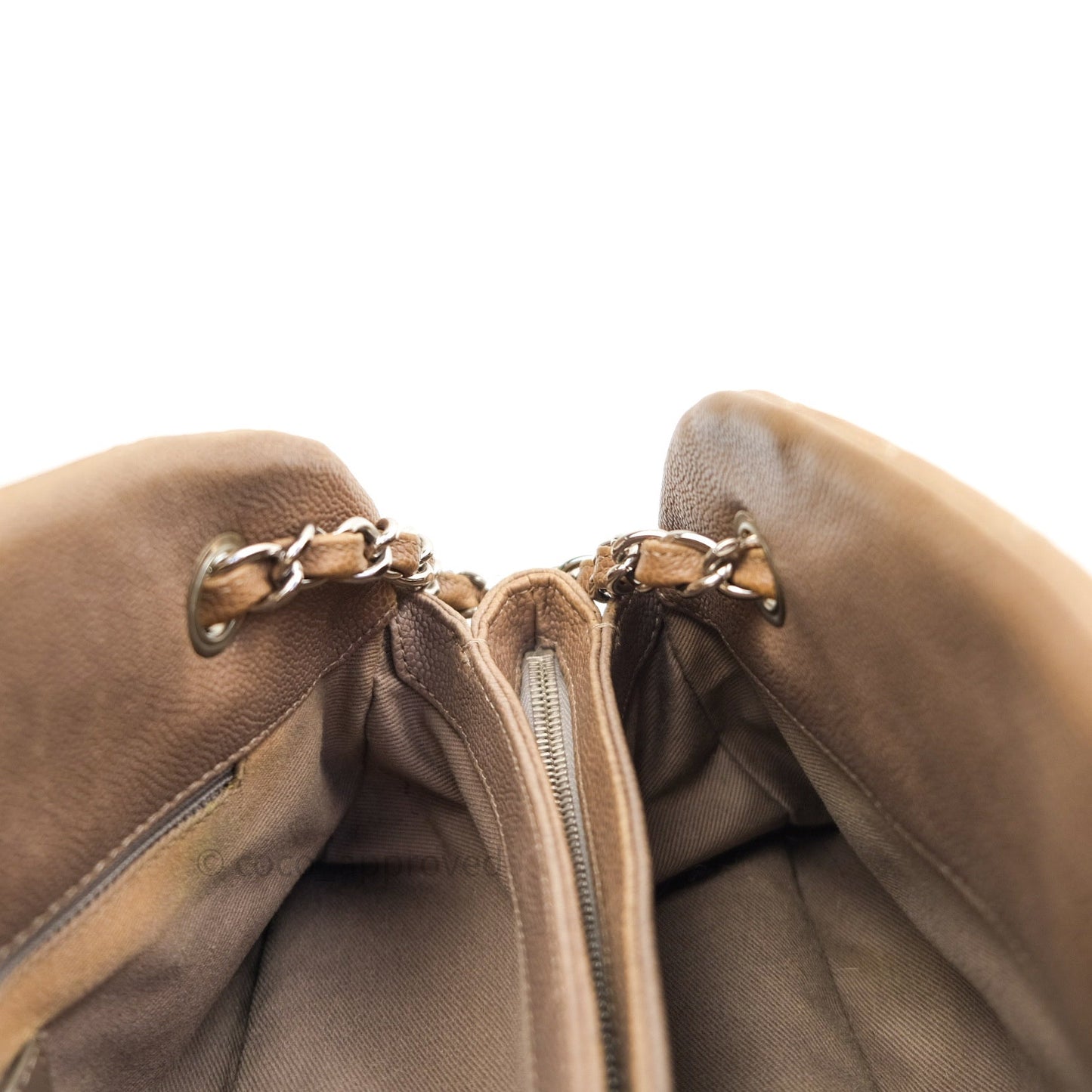 Chanel Mademoiselle Bowling Medium Light Brown Caviar Leather Silver Hardware