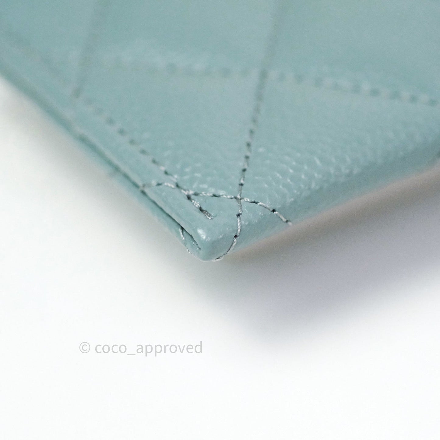 Chanel Quilted Classic Blue Caviar Silver Hardware Flat Card Holder