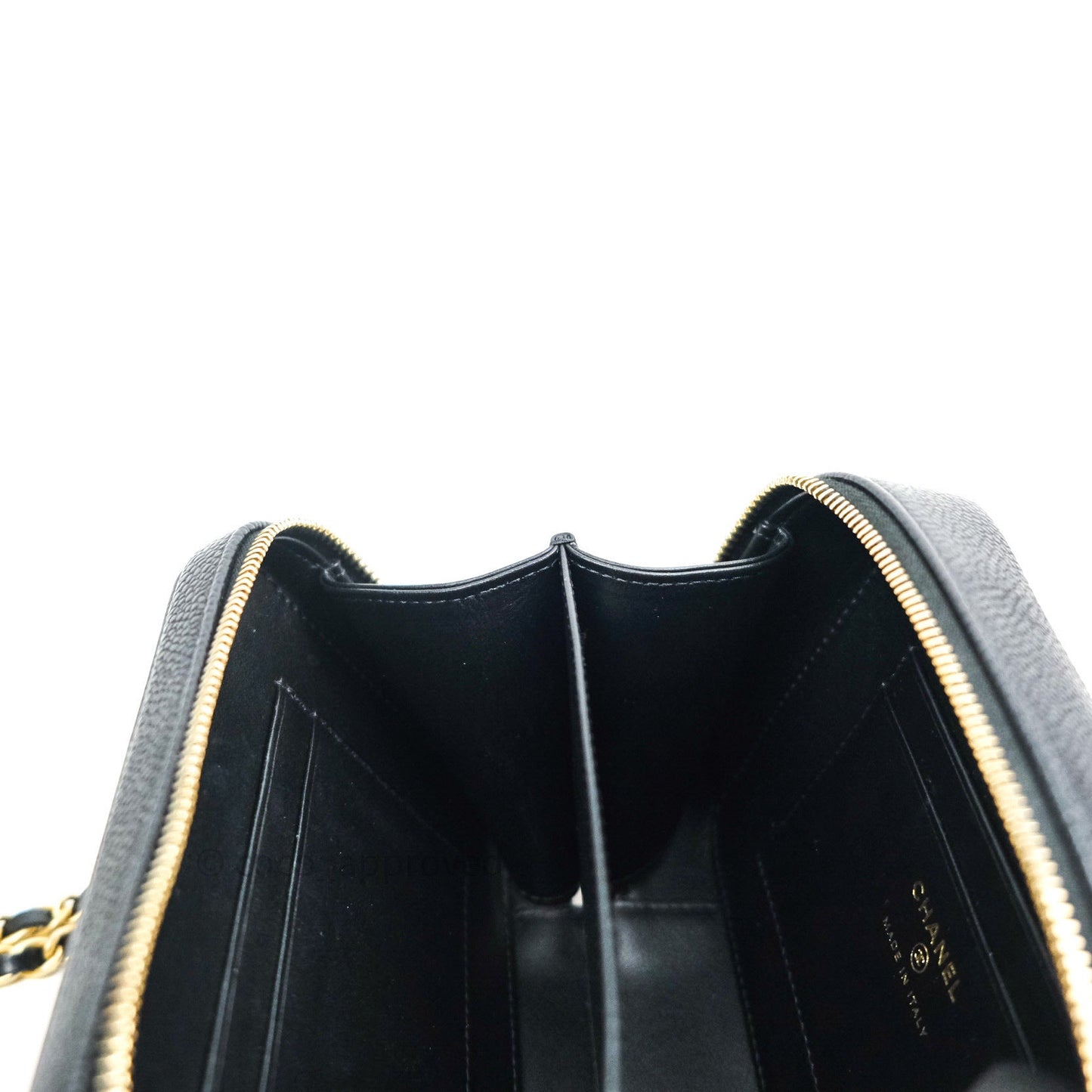 Chanel Quilted CC Filigree Vanity Clutch With Chain Black Caviar