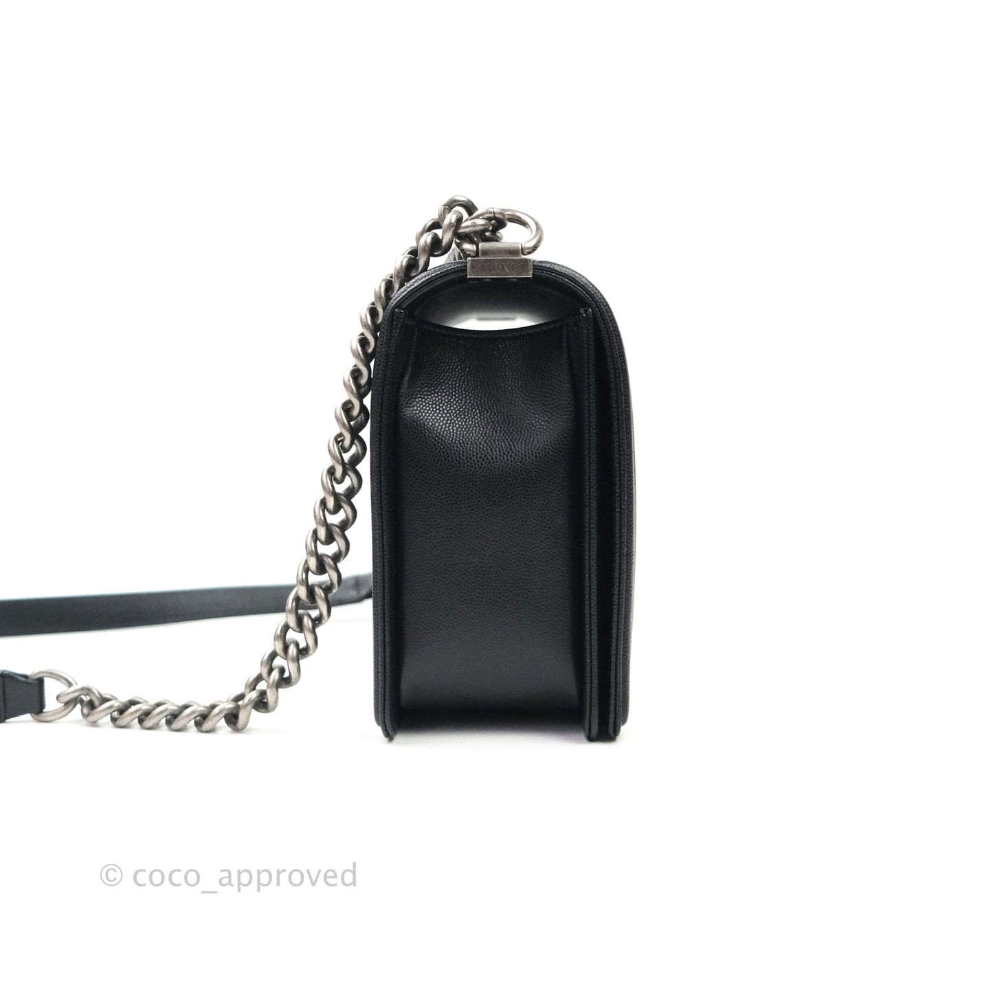 Chanel Boy New Medium Quilted Black Caviar Ruthenium Hardware