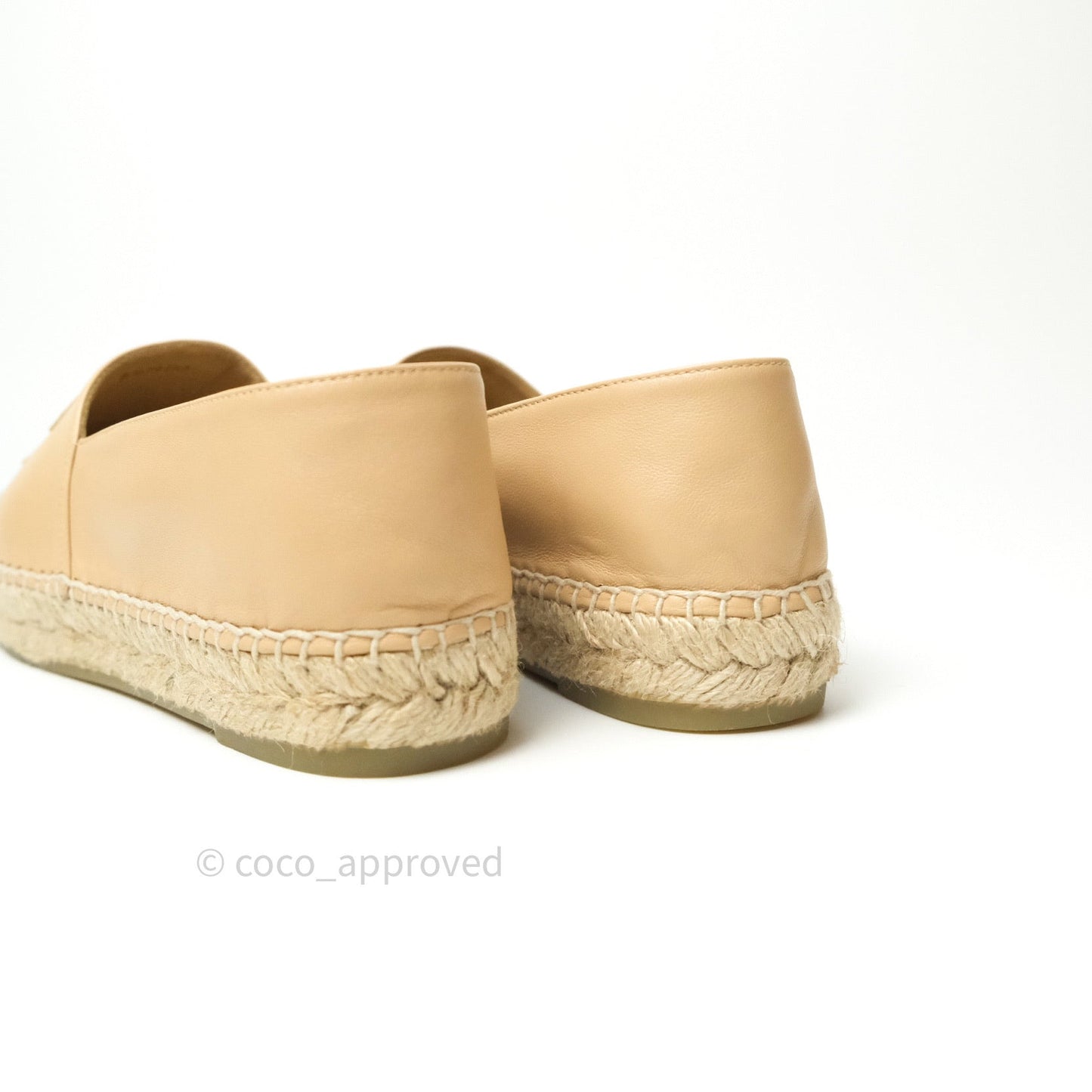 Chanel Espadrille Black Beige Leather Size 39