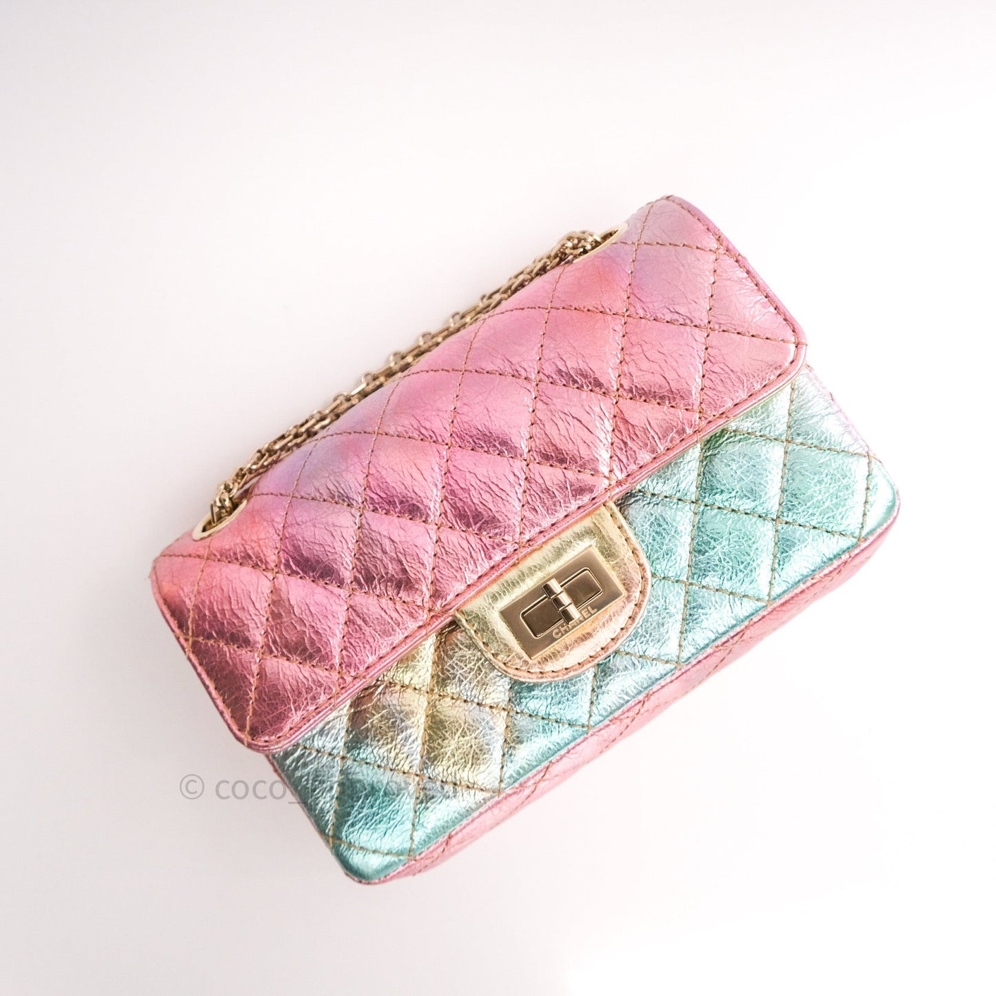Chanel Mini Reissue 224 Rainbow Quilted Calfskin Gold Hardware