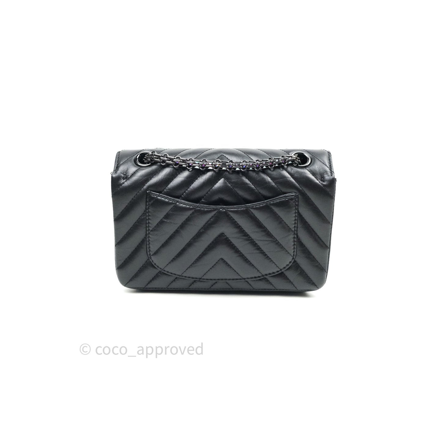 Chanel Mini Reissue 224 So Black Chevron Calfskin Black Hardware