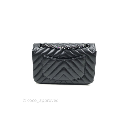 Chanel Mini Reissue 224 So Black Chevron Calfskin Black Hardware