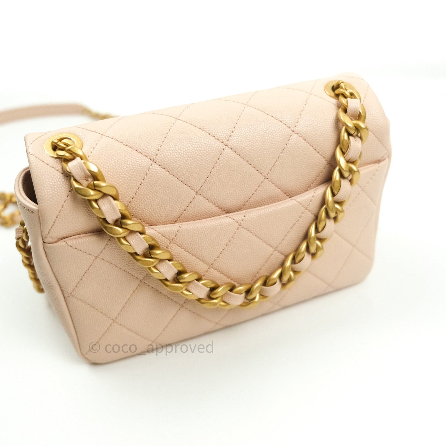 Chanel 2 Way Shoulder Bag Rose Pink Caviar Gold Hardware