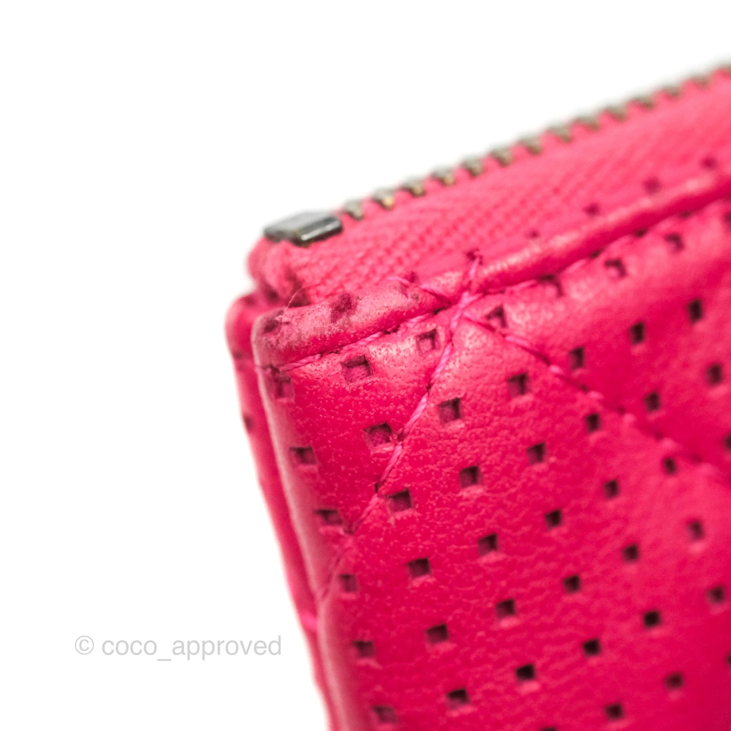 Chanel Quilted O Case Dark Pink Lambskin Gun Metal