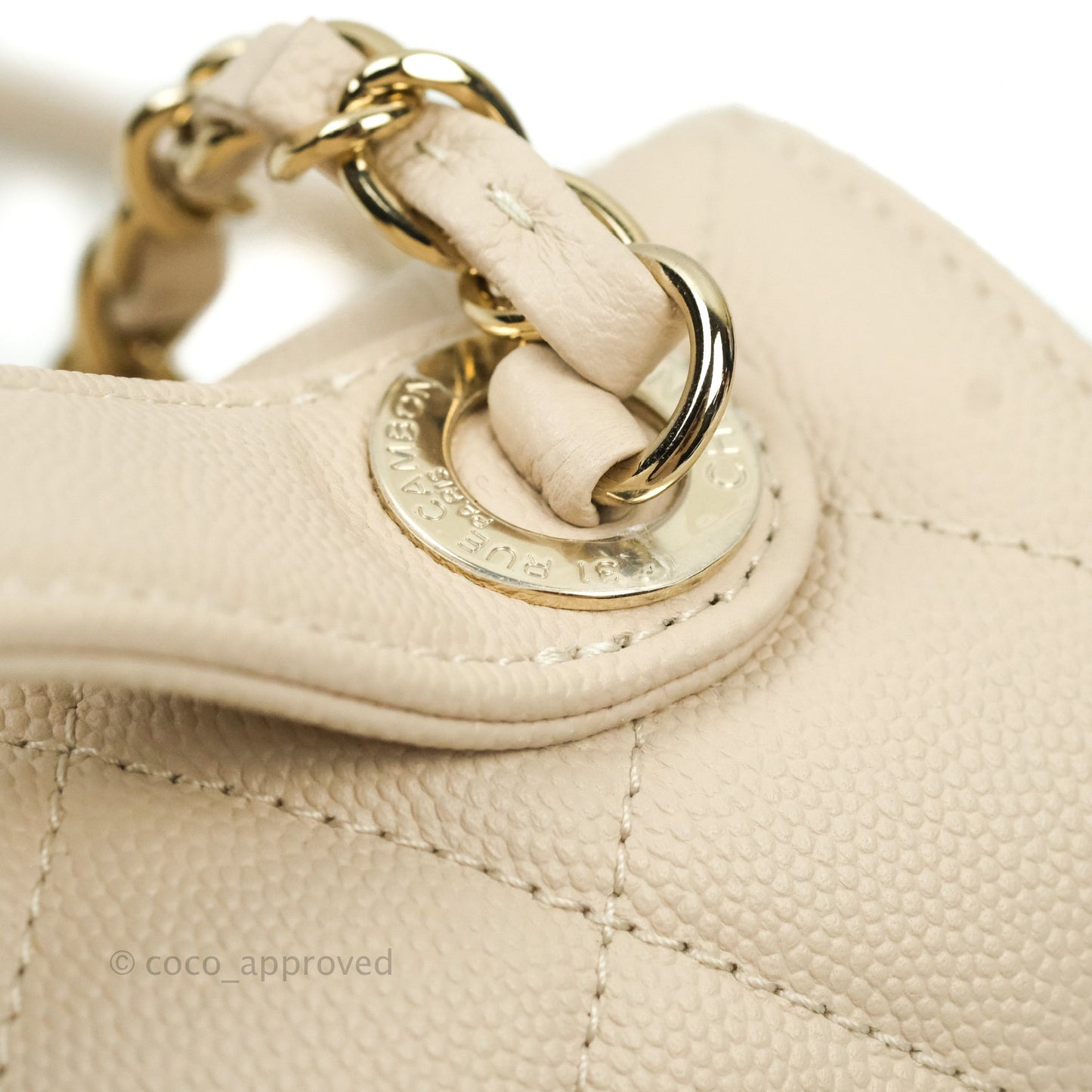 Chanel Quilted Medium Business Affinity Flap Beige Caviar Gold Hardware